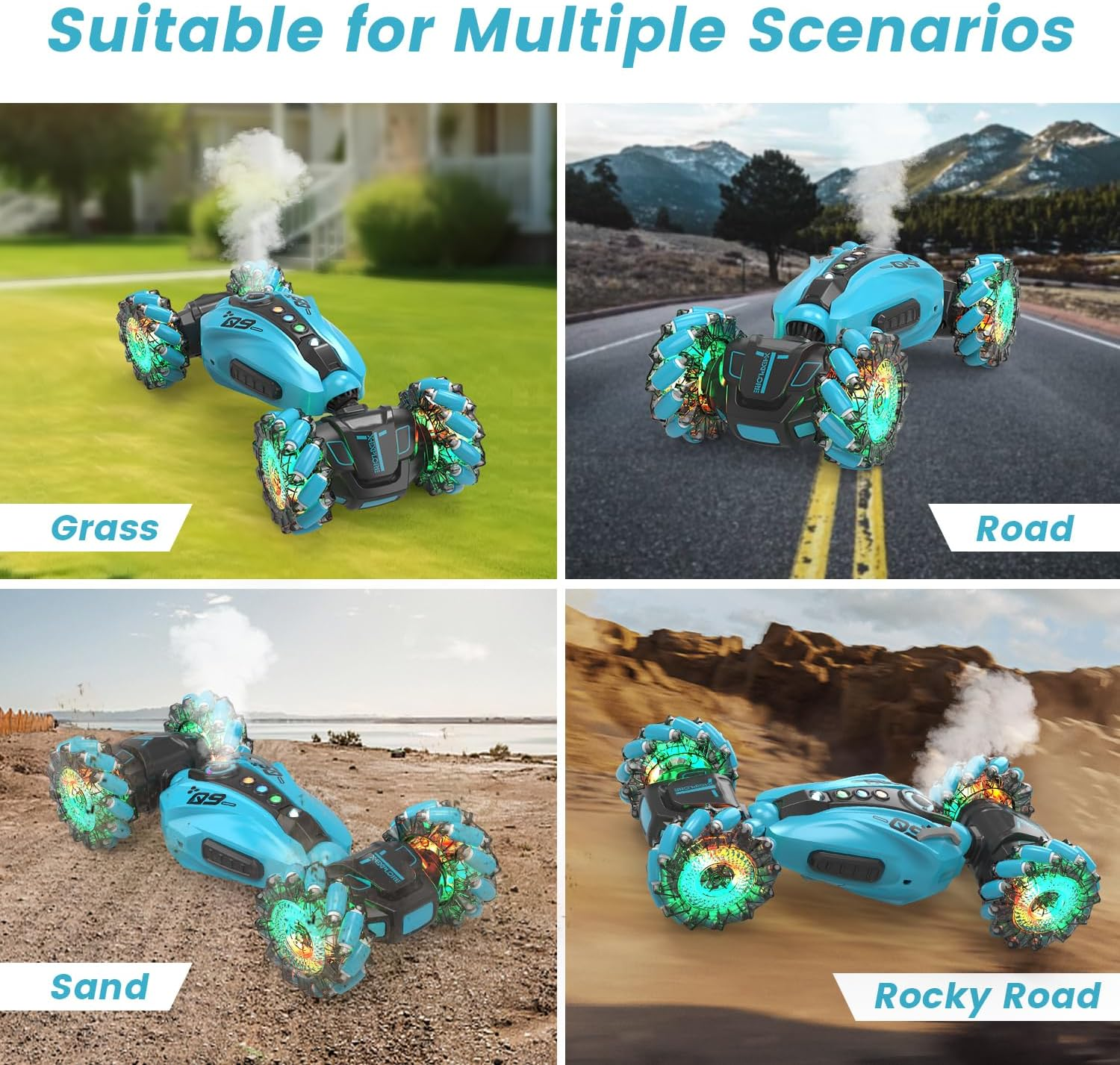 Eaglestone 1:12 RC Stunt Car, 2.4Ghz 4WD Remote Control Car with 360&deg; Flips & Rotations, Sensor Toy Cars with LED Lights, All-Terrain RC Car for Kids and Adults, Boys and Girls(Blue) image number 5