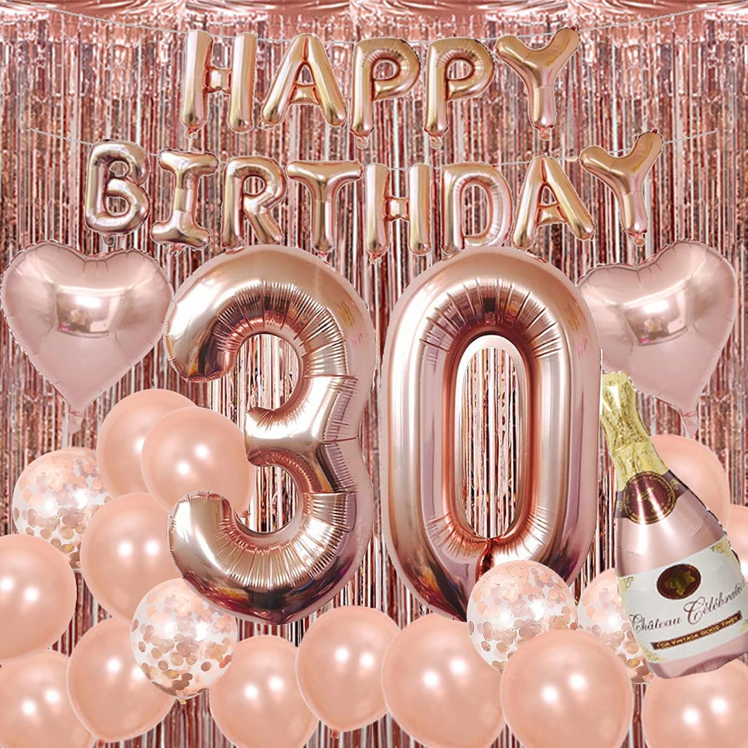 Rose Gold Birthday Decorations for Her , Party Supplies for Women,Decor Balloons Rose Gold (30Th)