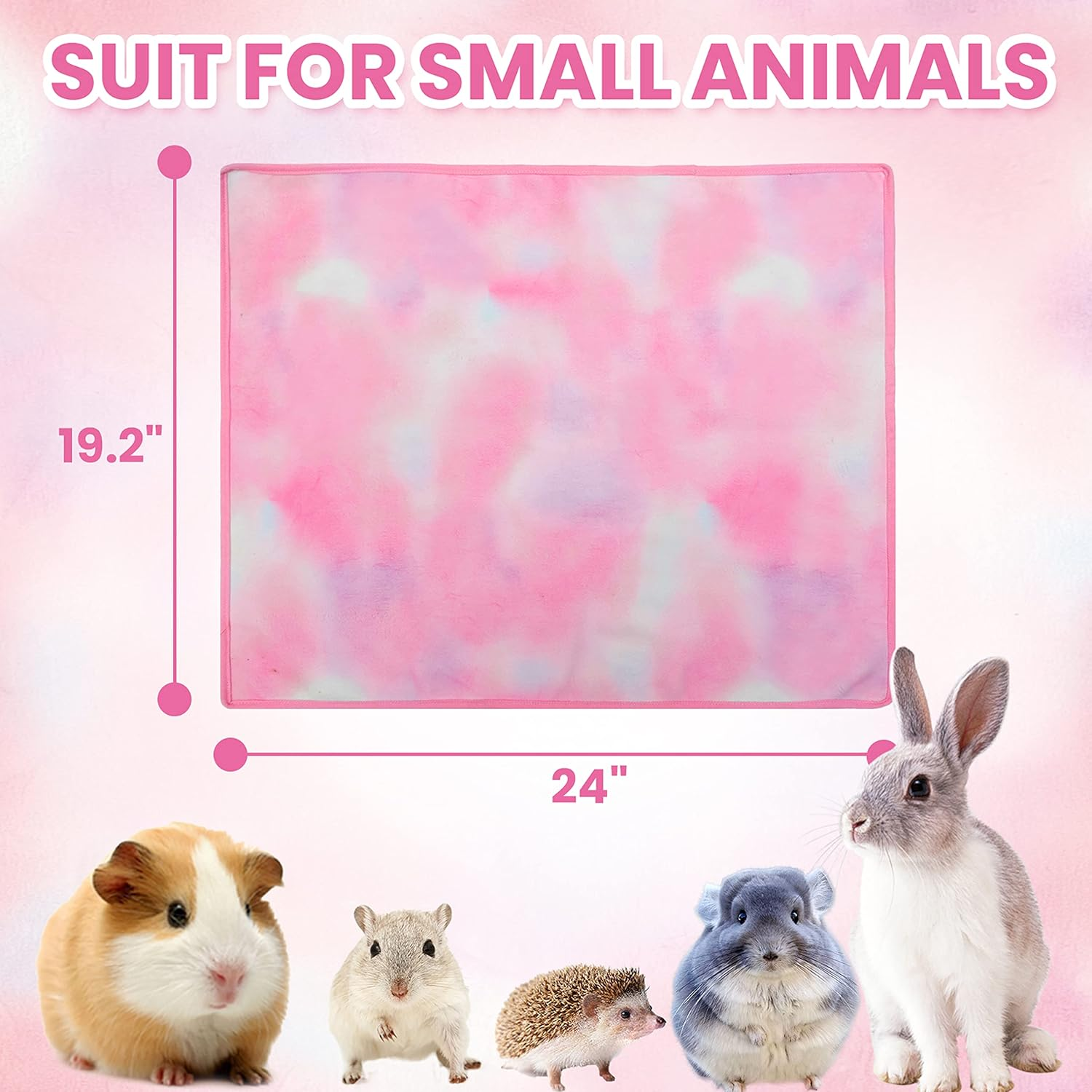 Guinea Pig Cage Mat - 3 Pack 19.2"*24" Waterproof Small Animal Bedding Accessories for Guinea Pig Rat Hamster Chinchilla Hedgehog Rabbit Ferret- Washable Soft Fleece Pet Cage Liner Blankets image number 2