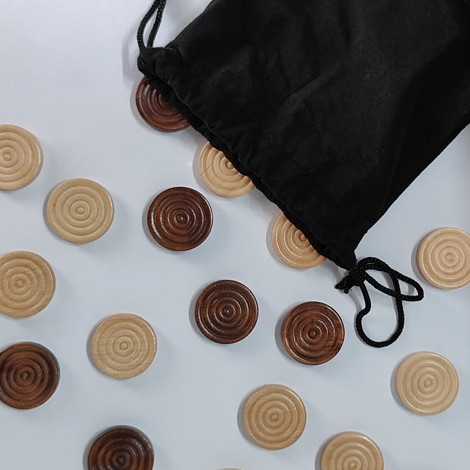 Checkers & Backgammon Pieces - Dark Brown/Natural, 15 Tablets Each - Board Game for 2 Players