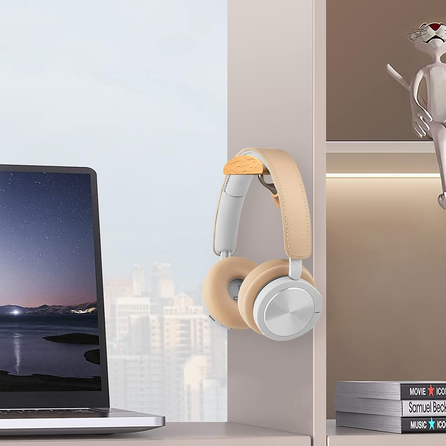 Geekria Wooden Headphone Wall Mount for Over-Ear Headphones, Headset Wall Mount, Headsets Hanger Compatible with Apple Airpods Max, Sony WH-1000XM6, WH-1000XM5, Bose QC45, QC35 Headphones. image number 2