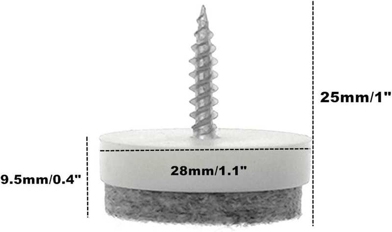 40Pcs Furniture Glide,Screw-On Felt Pad Slider Floor Protector for Wooden Leg Feet of Chair Tabel Sofa(&Phi;28Mm or 1.1",White) image number 2