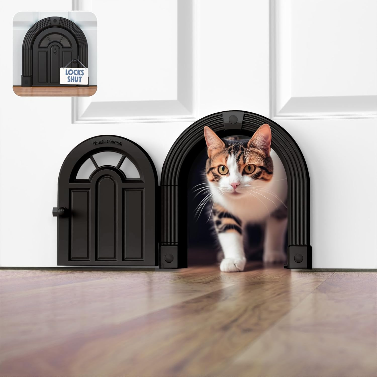 Easy Install Cat Flap - DIY Setup, No Training Needed, Suitable for Cats up to 20 Lbs - Secured Installation in Minutes