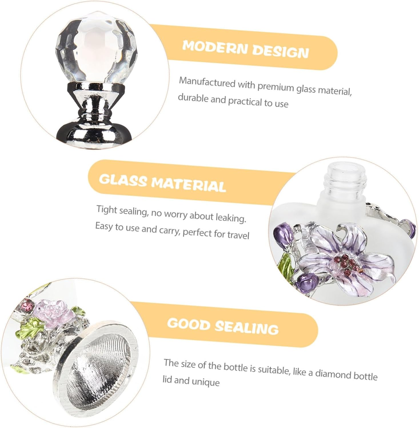 Vintage Floral Perfume Bottles Decorative Glass Travel Bottles Enamel Aromatherapy Containers image number 6