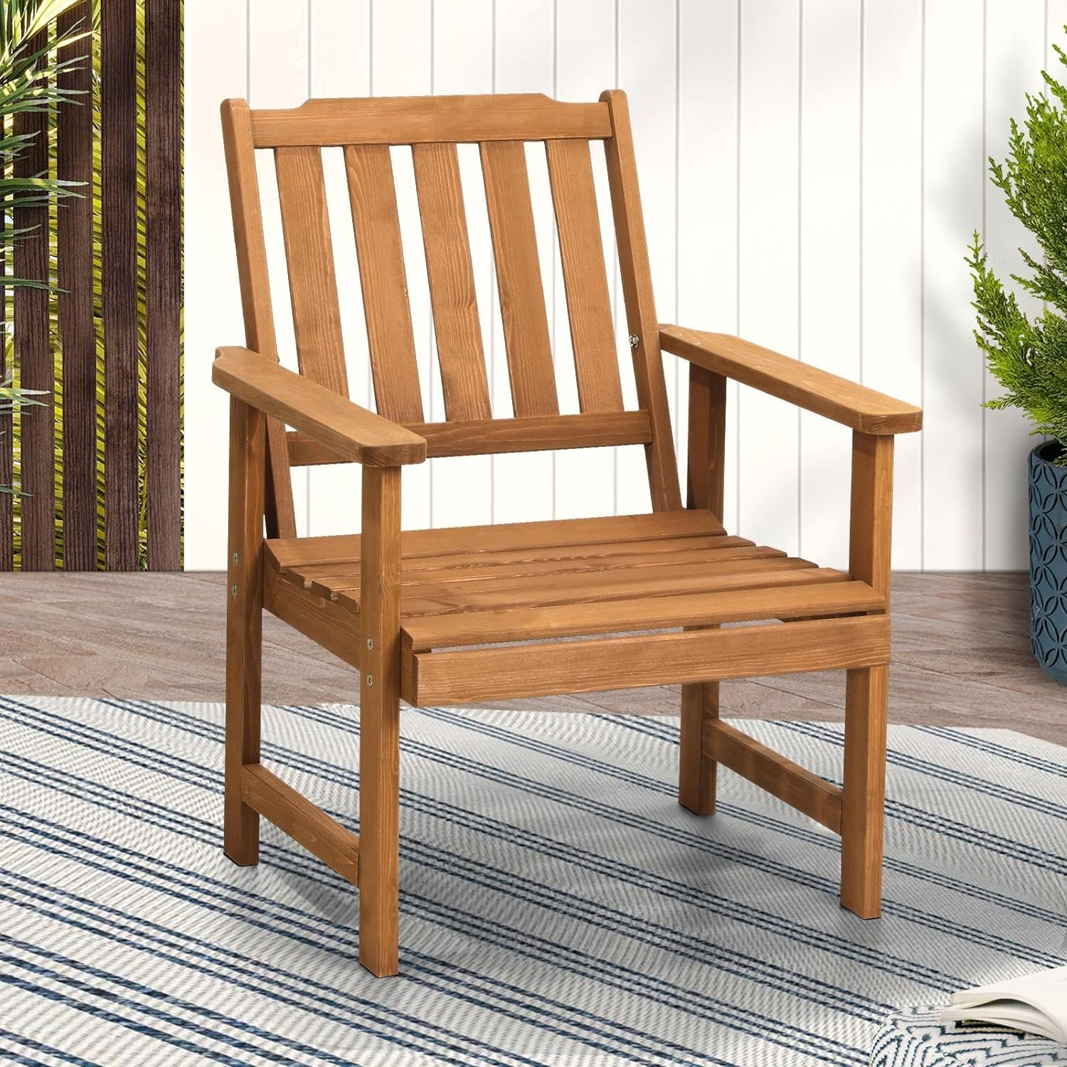 Livsip Outdoor Chair Wooden Armchair Outdoor Furniture Brown image number 4