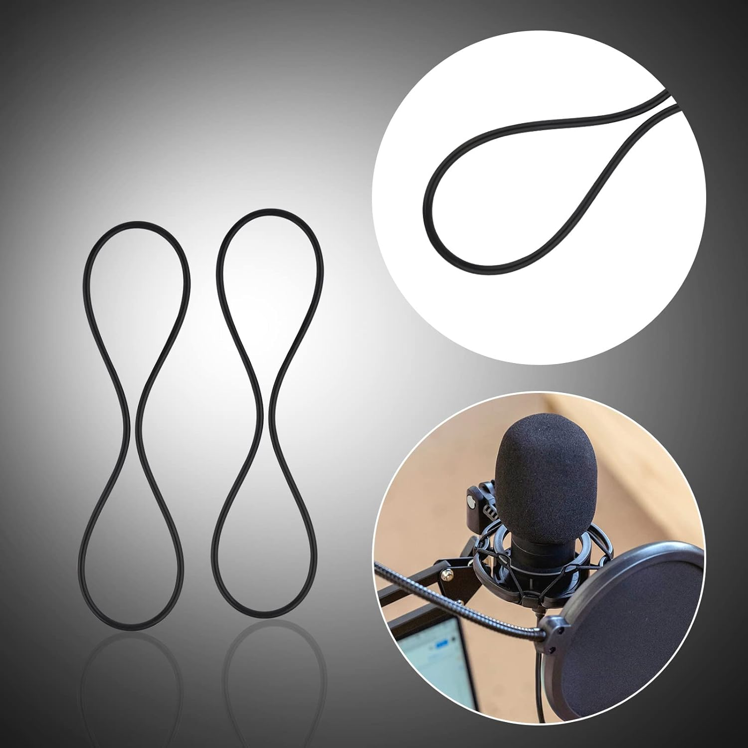 SAVITA 10 X Rubber Ring for Microphone, Shock Mount Rubber Elastic Band for Microphone Accessories (Black) image number 5