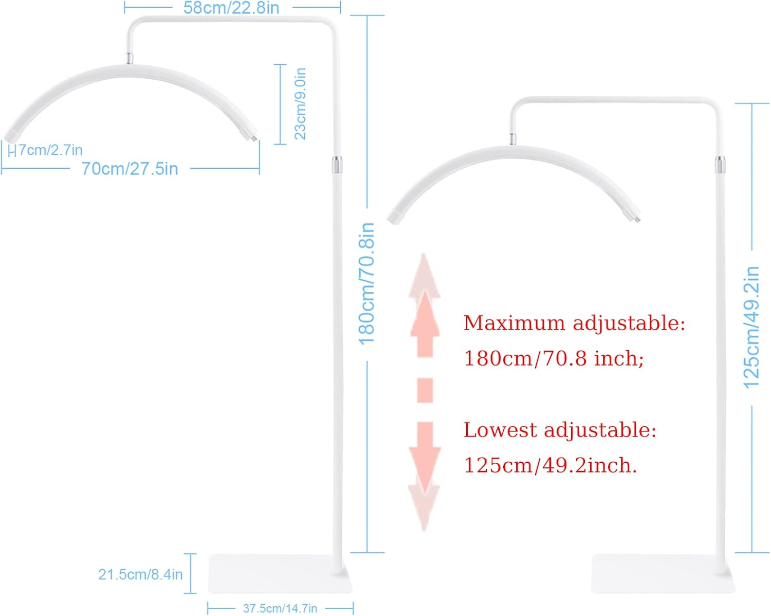 Lash Light Half Ring Light with Phone Holder - LED Floor Lighting for Eyelash Extensions, Beauty, Skincare, Eyelash, Eyebrows image number 4