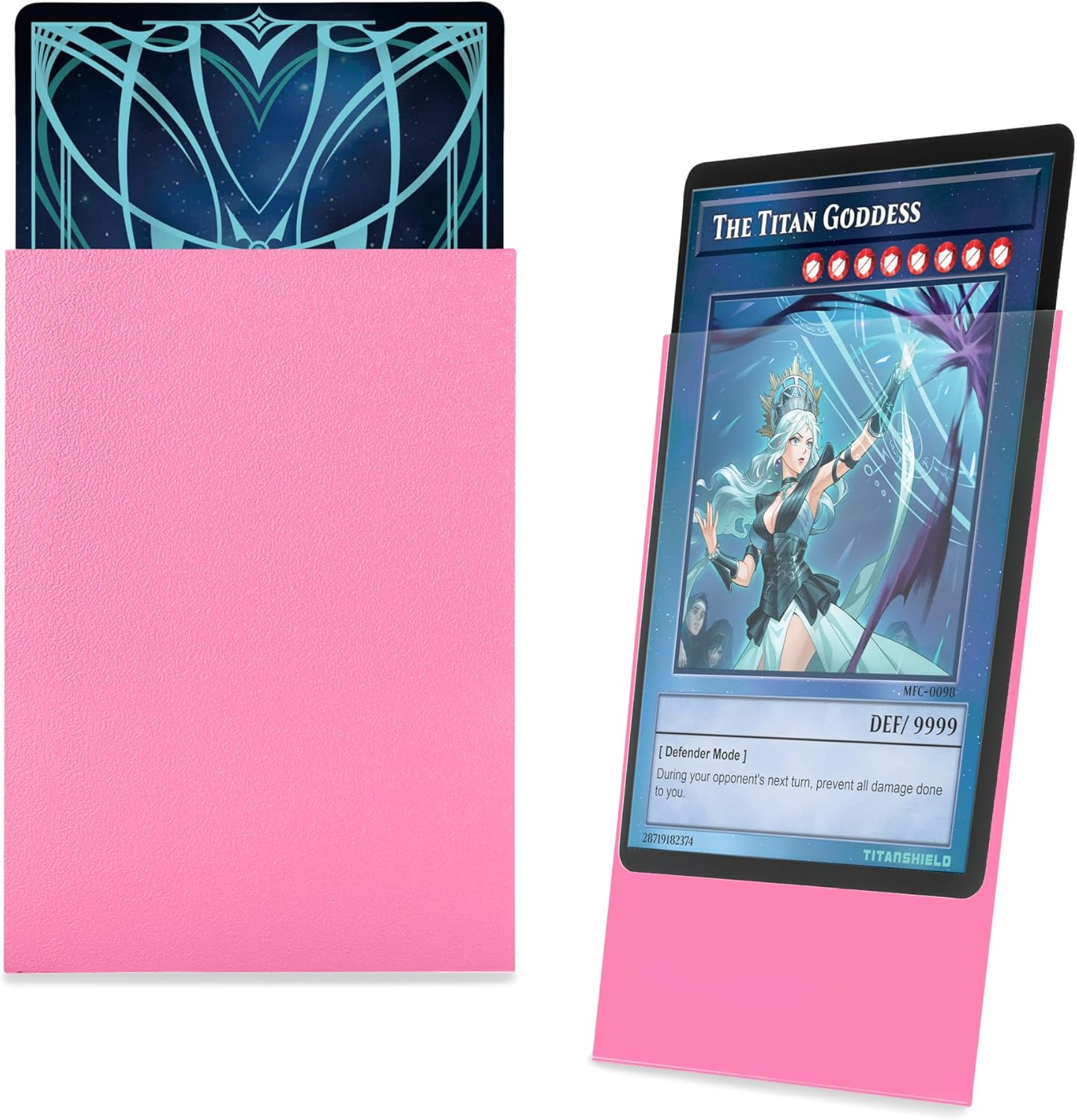 Titanshield (150 Sleeves) Bubblegum Pink Small Japanese Sized Trading Card Sleeves Deck Protector Compatible with Yu-Gi-Oh, Cardfight!! Vanguard, Kpop Photocards - Blue image number 2