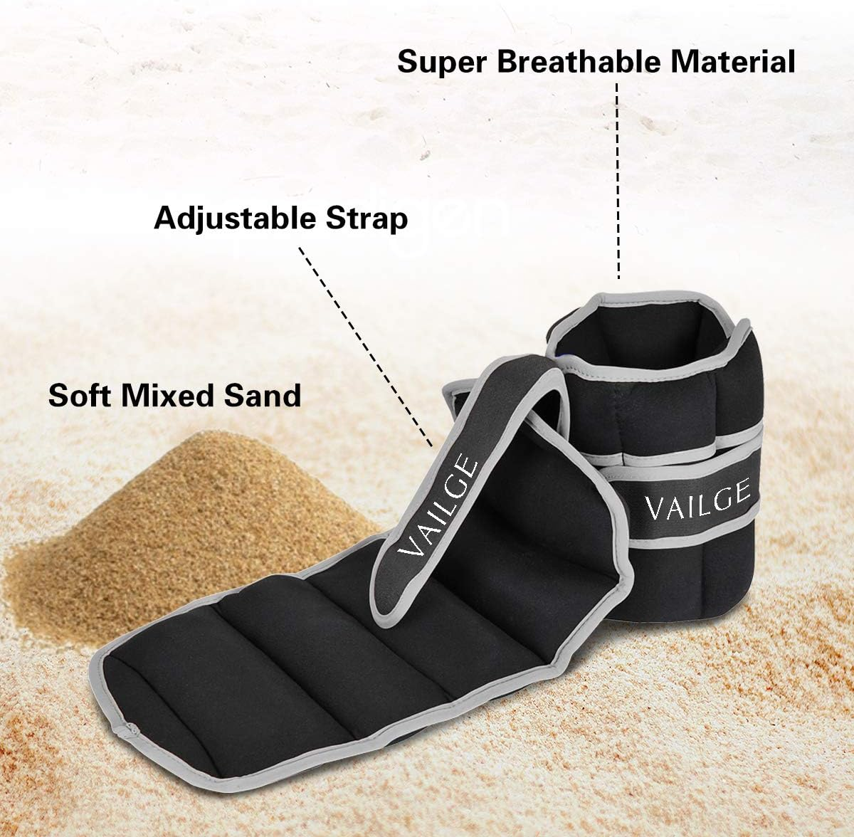 Ankle Weights Adjustable Leg Weights for Fitness Jogging Walking Exercise, Ankle Weights Women Men 0.5KG - 3KG, Black Grey Pink Blue Purple Wrist and Ankle Weights image number 1