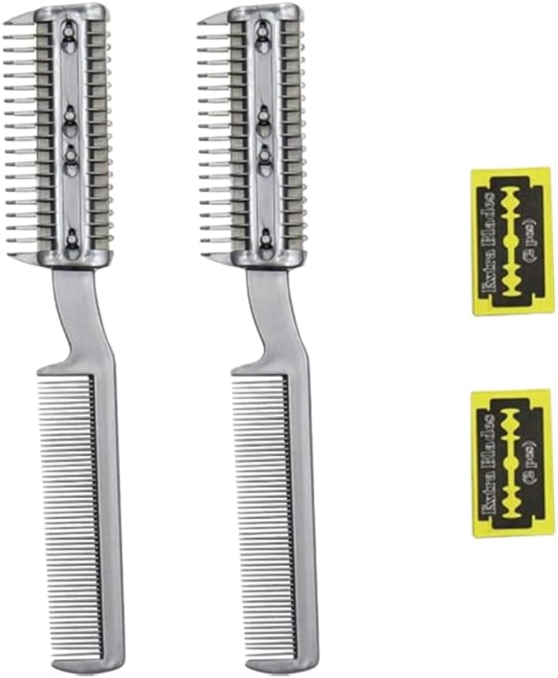 Hair Razor Comb for Dogs 2 Pcs,Multifunctional Hair Cutter Razor Comb Grooming Comb Plastic Double-Headed Trimmer Removing Tangles and Knots for Dog Pet Razor Combs with Metal Blade image number 5