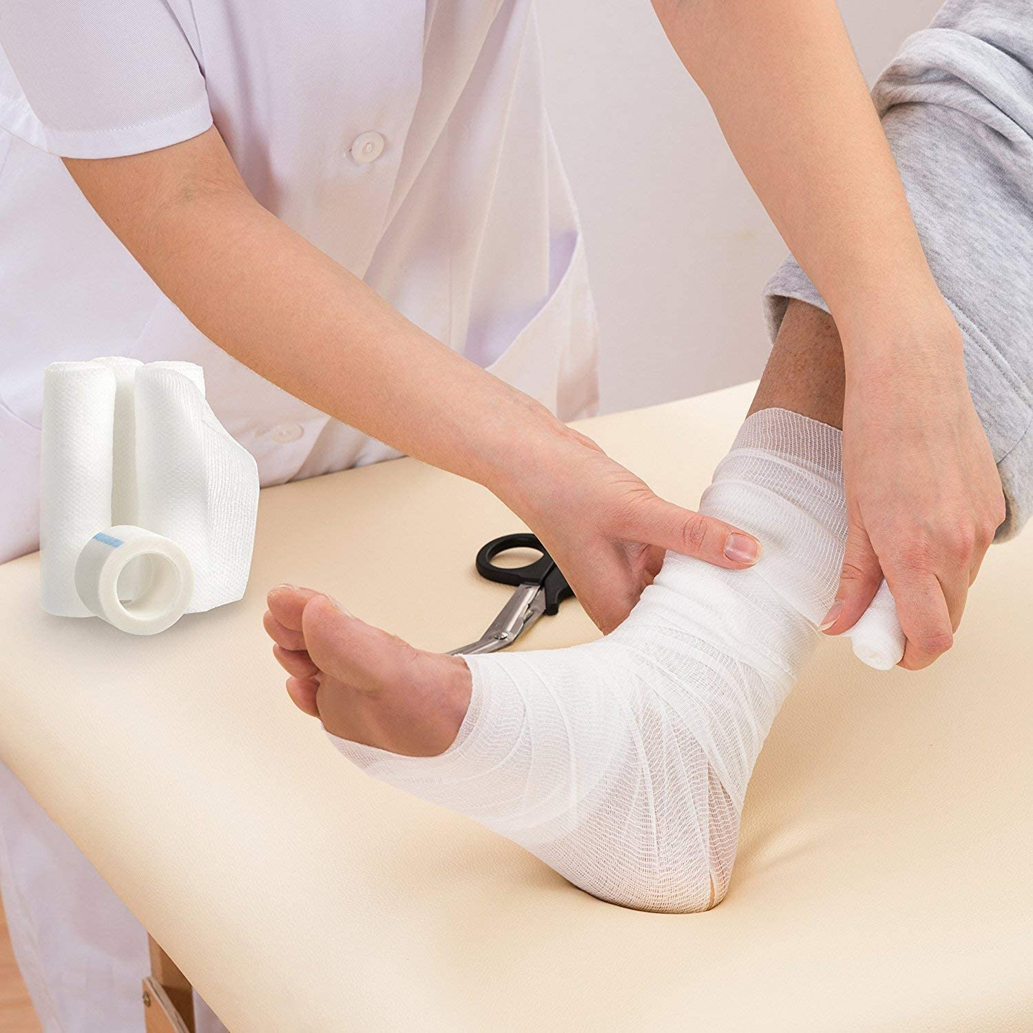 Gauze Bandage Rolls Elastic Stretch Medical Self-Adherent Pressure Wrap First Aid Conforming Tape, 36Pcs, 7.5Cm*4.5M image number 3