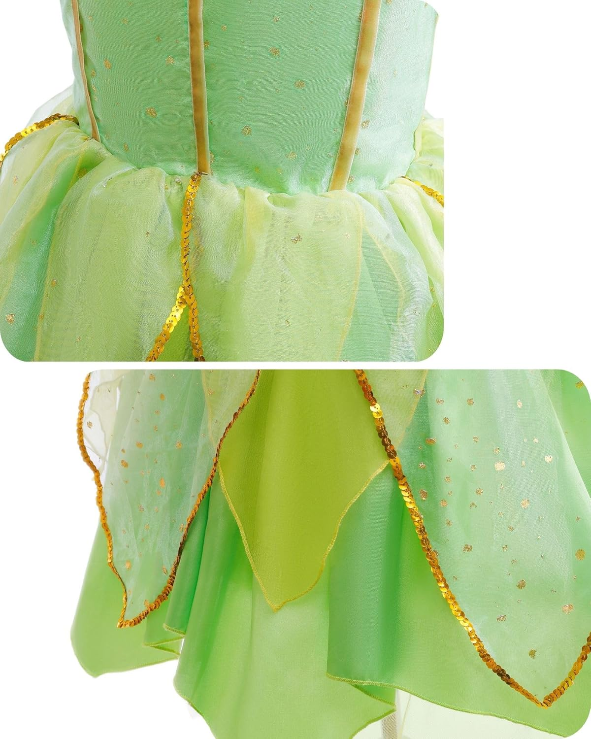 Dressy Daisy Green Fancy Fairy Halloween Costume Birthday Party Dress up with Butterfly Wings for Toddler Girls Size 1 to 14 image number 6