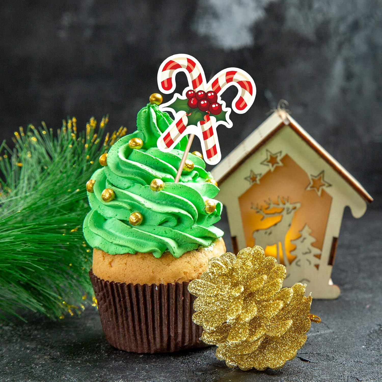R1Chy 144PCS Christmas Cupcake Toppers Toothpicks &ndash; Xmas Holiday Cocktail Appetizer Cake Decorations Party Supplies Picks image number 2