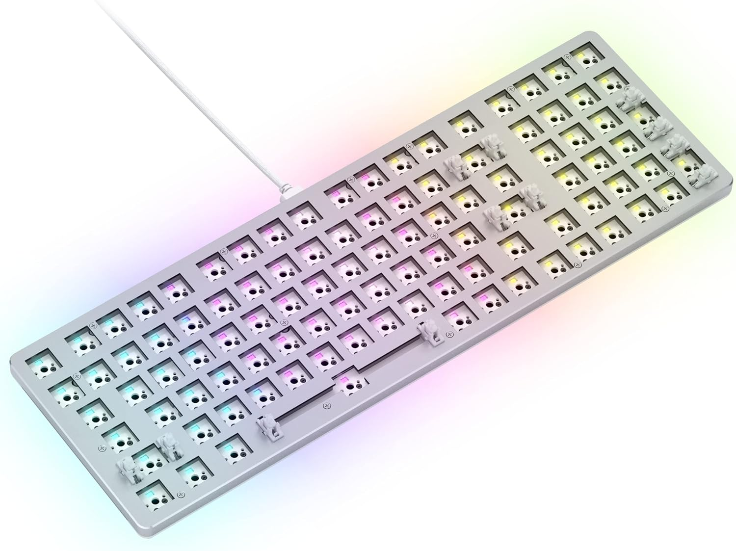 Glorious Gaming GMMK 2 Compact 65% Barebones (Frame Only) - Mechanical Gaming Keyboard Frame, Compact TKL Size (65%), Aluminium, Customisable, per Key RGB, American/Ansi Layout - White