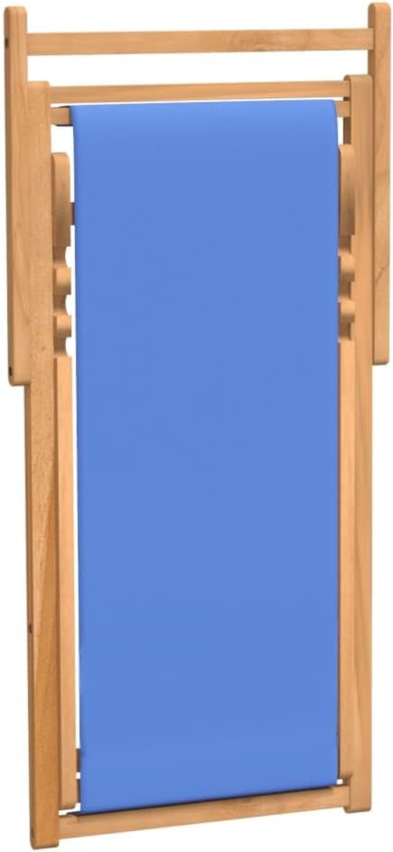 Vidaxl Adjustable Teak Wood Deck Chair with Fabric Comfort - Convenient Foldable Outdoor Furniture for Garden, Beach or Campsite - Brown and Blue image number 3
