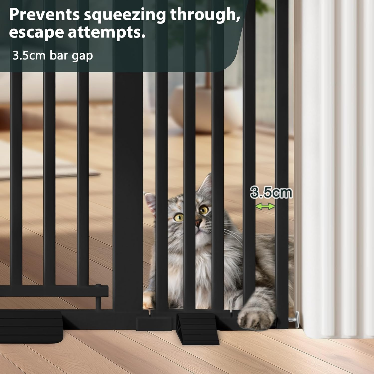 130Cm Extra Tall Cat Gate Barrier for Doorways No Jumping Over, 76-83Cm Wide Pressure Mounted Pet Dog Gates No Drill Auto Close, Cat Fence Indoor Climb Proof (Black) image number 5