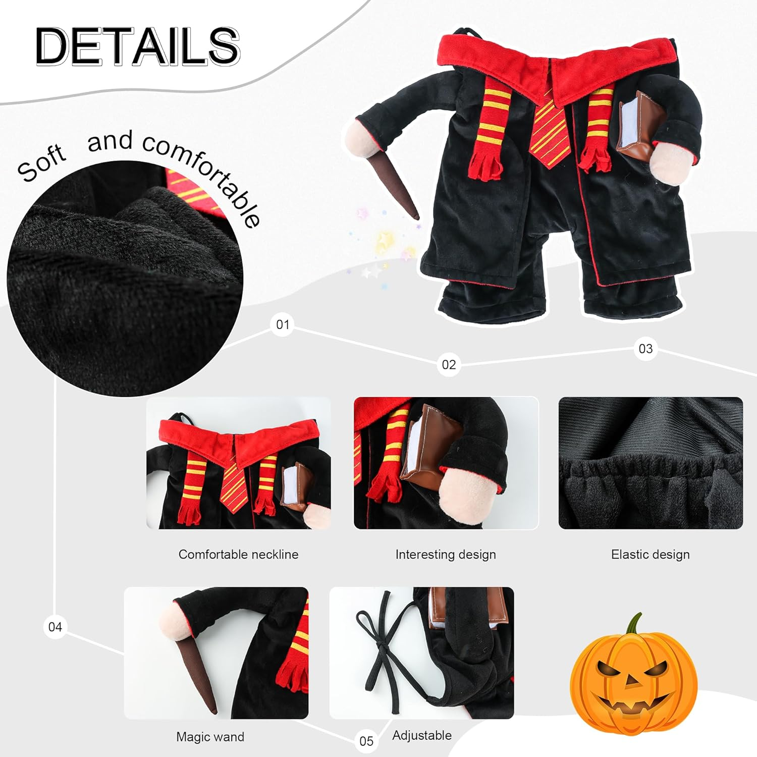 NACOCO Dog Halloween Wizard Costume - Funny Pet Halloween Clothes Cute Dog Cosplay Outfit for Small Medium Dogs (XS) image number 1