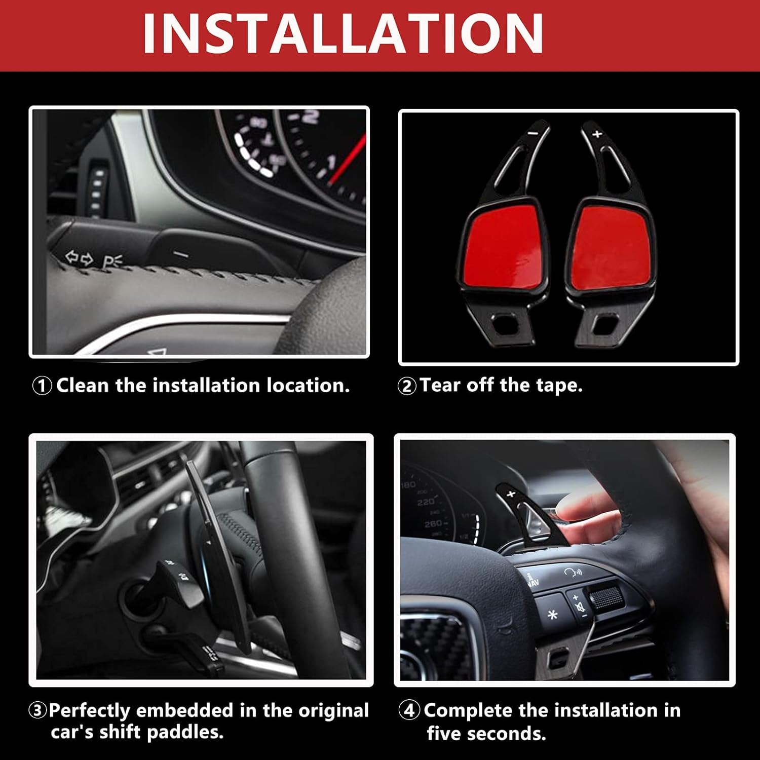 2 Pcs Steering Wheel Shift Blade Paddle Shifter Extension Compatible with Audi A4 S4 Q2 Q5 Q7 image number 1