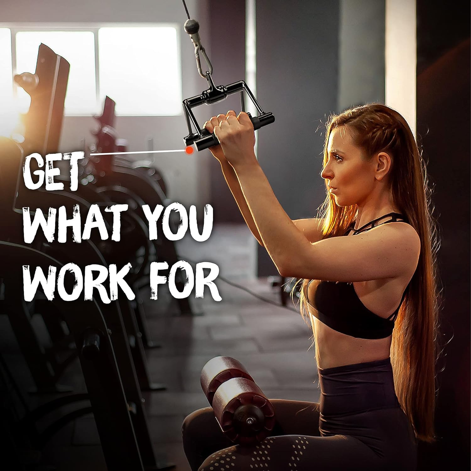 Yes4All Double D Row Handle Cable Attachment for Weight Workout, Cable Machine Accessories for Home Gym, LAT Pull down V Bar with Capacity up to 880LBS image number 4