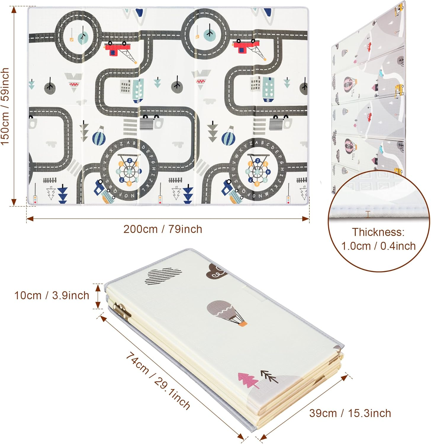 Baby Play Mat &ndash; Extra Large Foldable Foam Playmat for Babies & Toddlers, Waterproof, Non-Toxic, Reversible Tummy Time Mat, Soft Baby Floor Mat for Crawling & Learning to Walk (200X150 Cm) image number 5