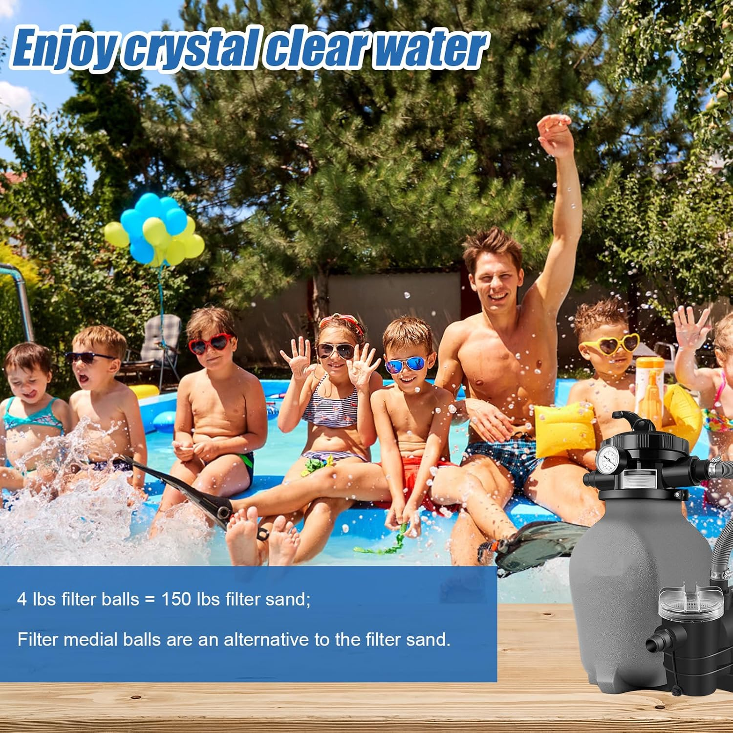 4 Lbs Pool Filter Balls, Pool Sand Filter Balls Blue Sand Filter Balls Reusable Pool Filter Media Balls for Swimming Pool Sand Filter Systems (Equal to 150 Lbs Pool Filter Sand) image number 2
