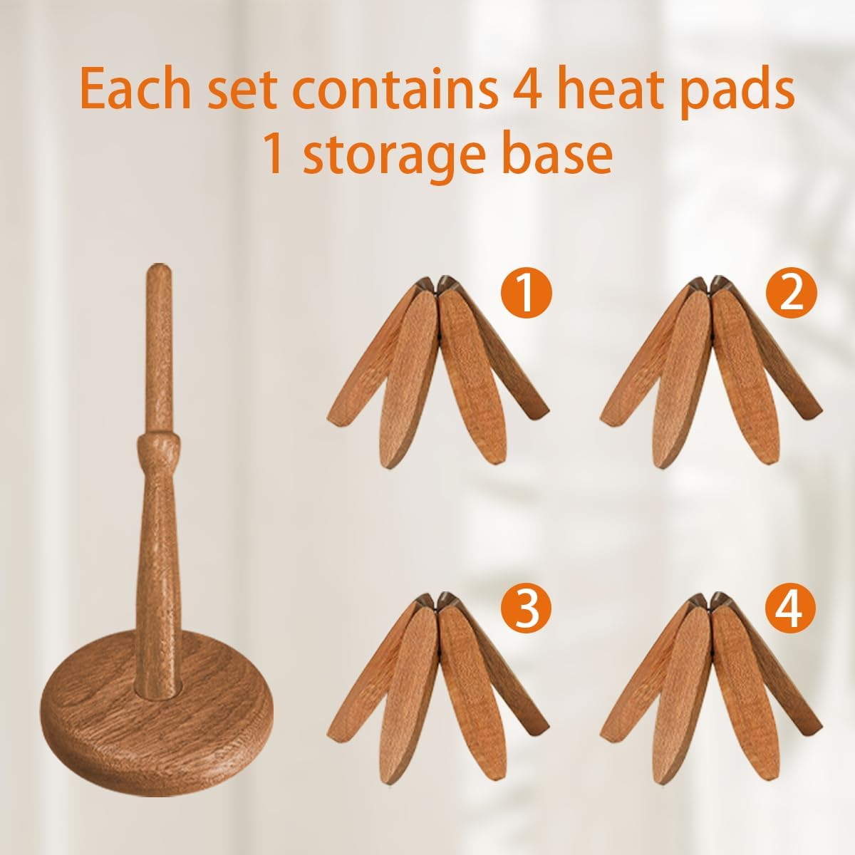 Miss Rui Wooden Trivets for Hot Dishes Set of 4 Tree Shaped Coasters for Table and Kitchen Counter, Walnut Tree Mats for Pot Bowl Pan Coffee image number 1