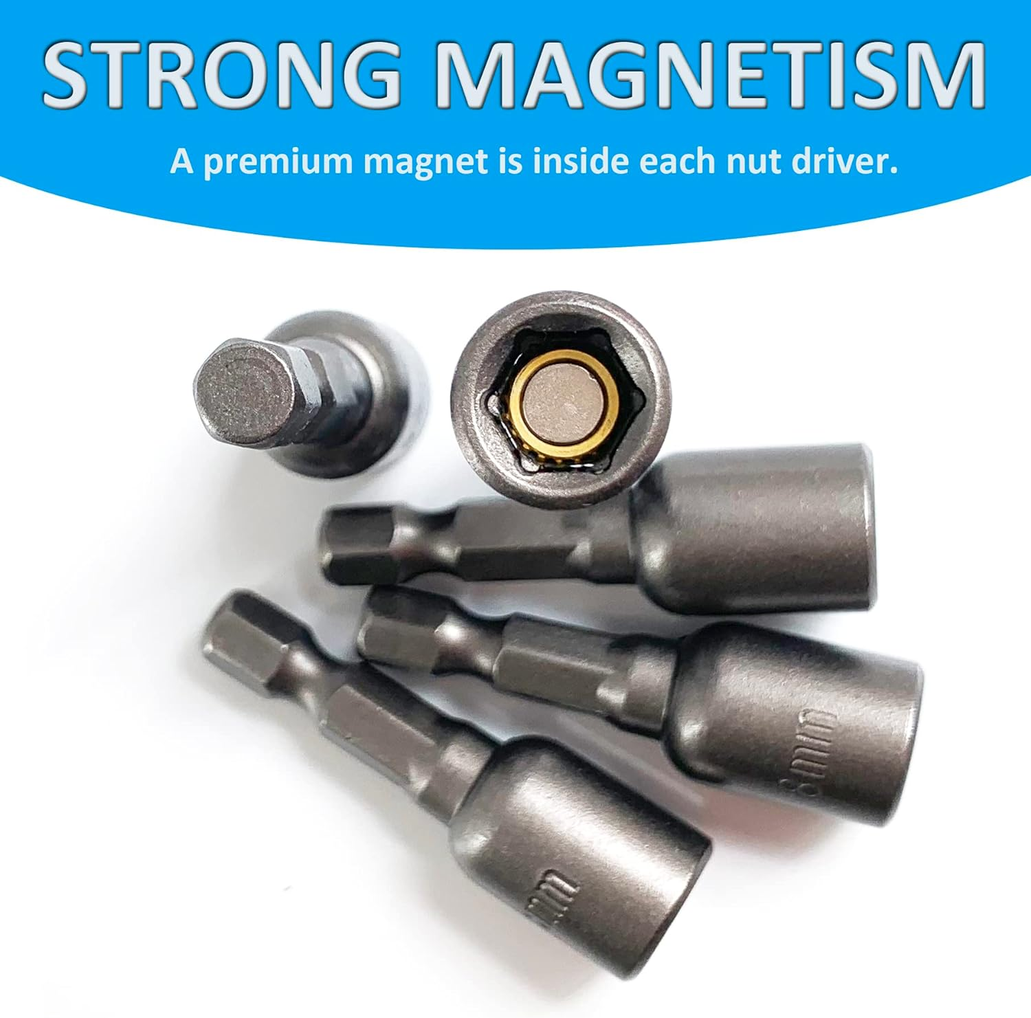 5/16'' Nut Driver Bit Sets 10PCS, 5/16 Inch Nut Driver Hex Shank Quick Change Socket Nut Impact Driver Adapter Alloy Steel image number 5