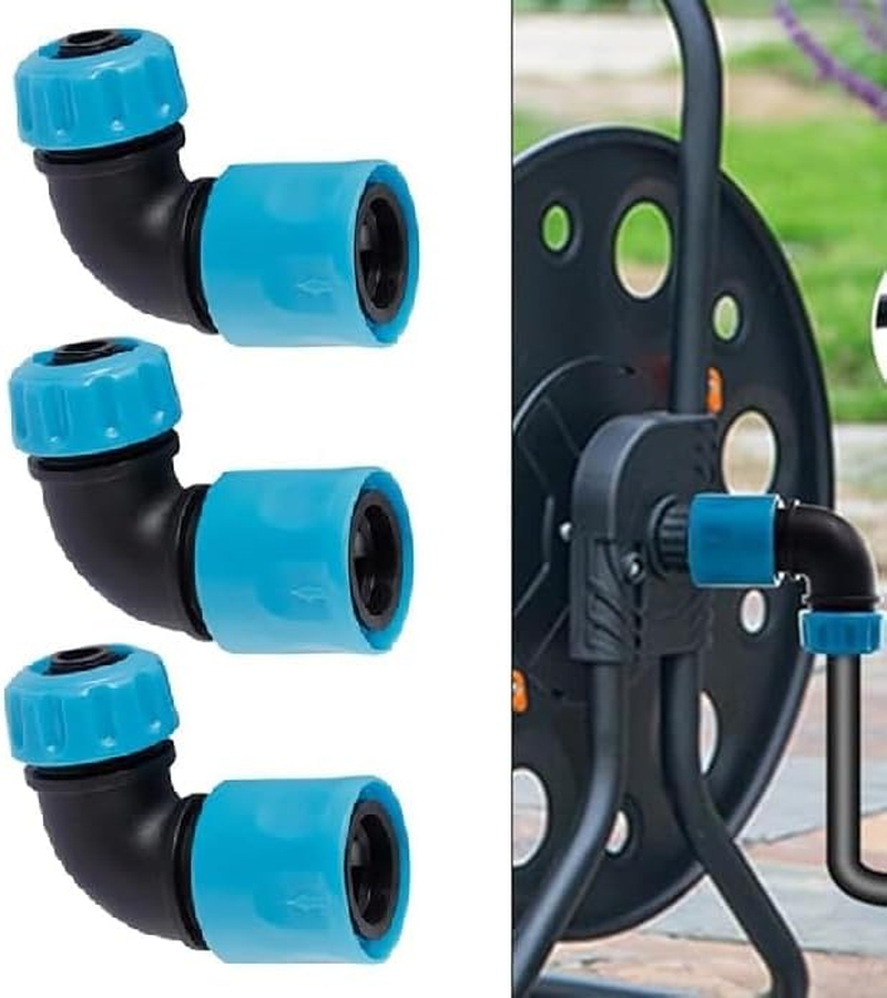 Sturdy 90 Degree 3 Pack Hose Elbow Quick Connector for Garden Irrigation & Car Wash, ABS 1/2" (12.5Mm) Adapter