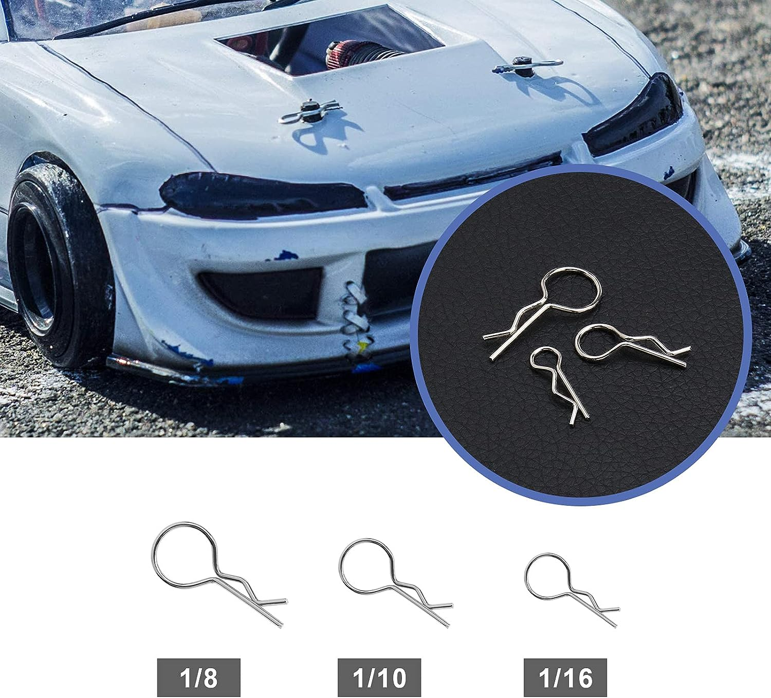 Emsea 180Pcs Body Clip Pin Stainless Steel Body Shell Clip 1/8 1/10 1/16 for RC Car image number 1