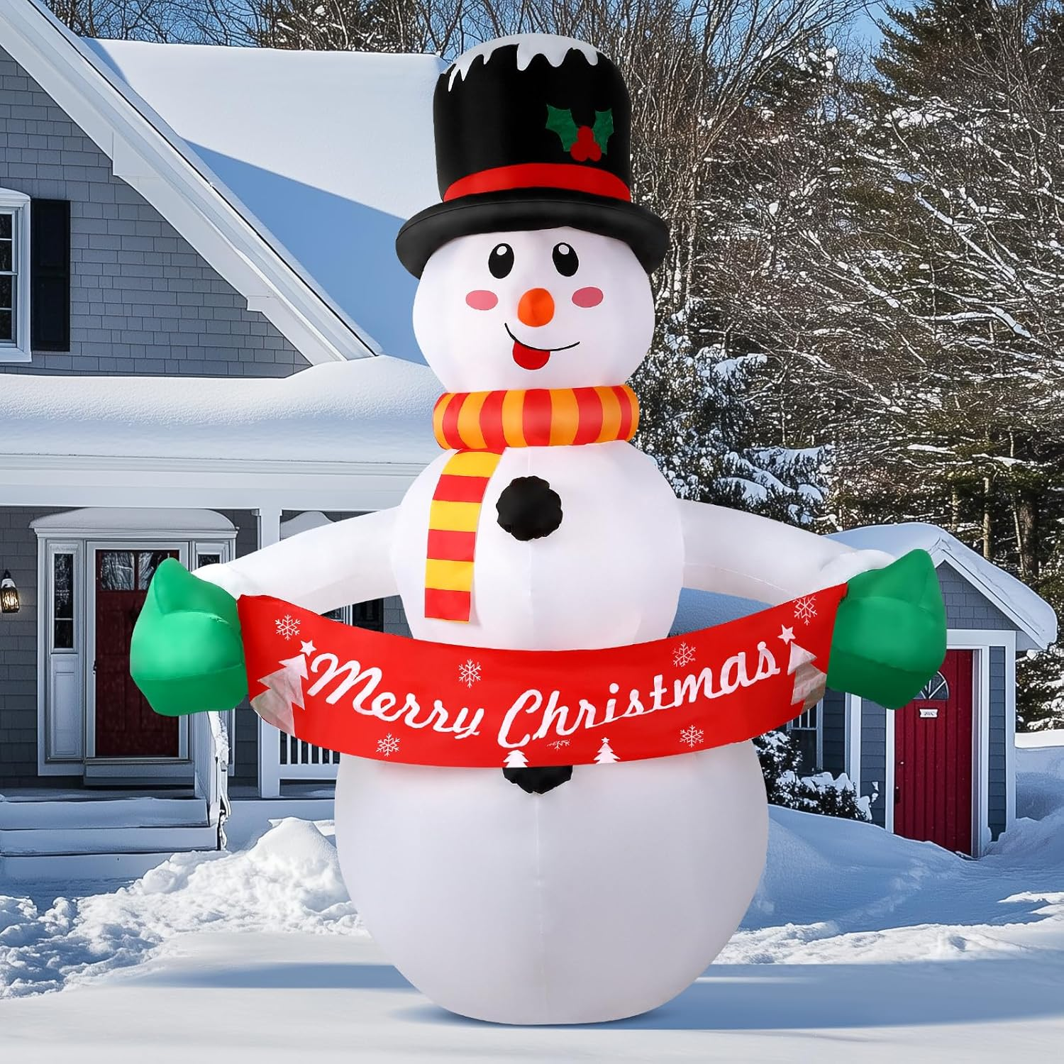 Alupssuc 2.1M Inflatable Christmas Snowman Nativity Scene Outdoor Decorations with LED Lights Blow up for Indoor Holiday Party Garden Lawn Xmas Decor 7FT image number 6