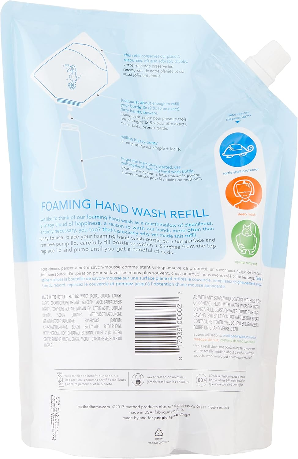 Method Foaming Hand Wash Refill, Sweet Water Fragrance Hand Soap, 828 Ml image number 1