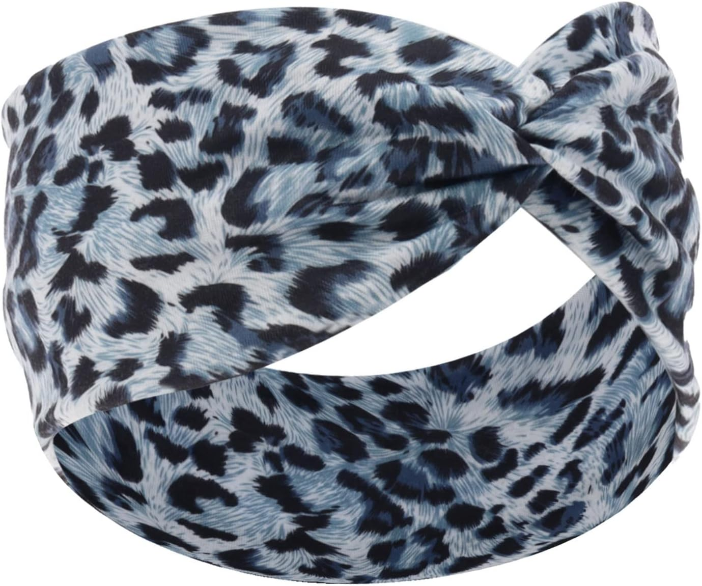 Woration Headband Yoga Leopard Print Cross Wide Elastic Headwear Head Wrap Hairband Twist Turban Knot Headwrap Hair Accessories for Women, Girls - Green