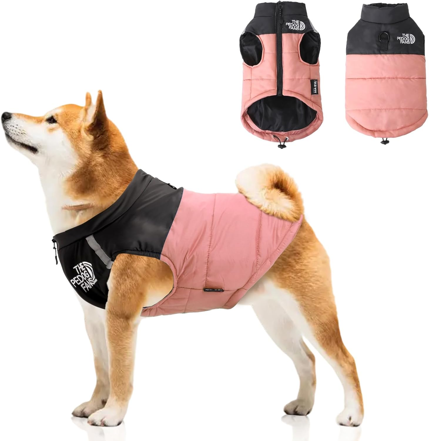 Dog Coat - Water Resistant, Windproof Winter Warm Dog Clothes for Small Medium Dogs 2.2-19.8Lb,Dog down Jacket with Leash D-Ring Outdoor (Grey, M)