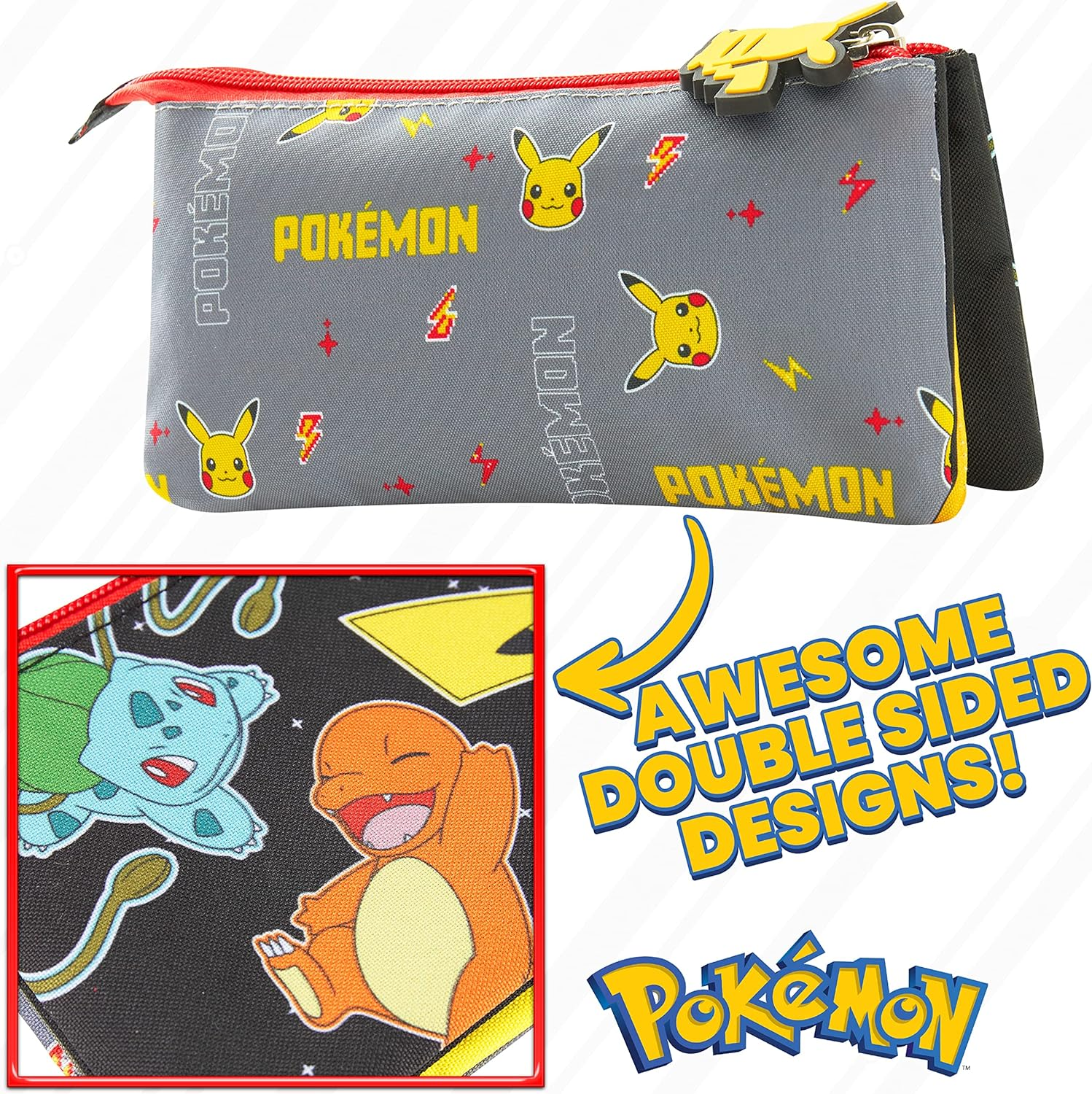 Pokemon Pikachu Children'S School Pencil Case 3 Compartments image number 5