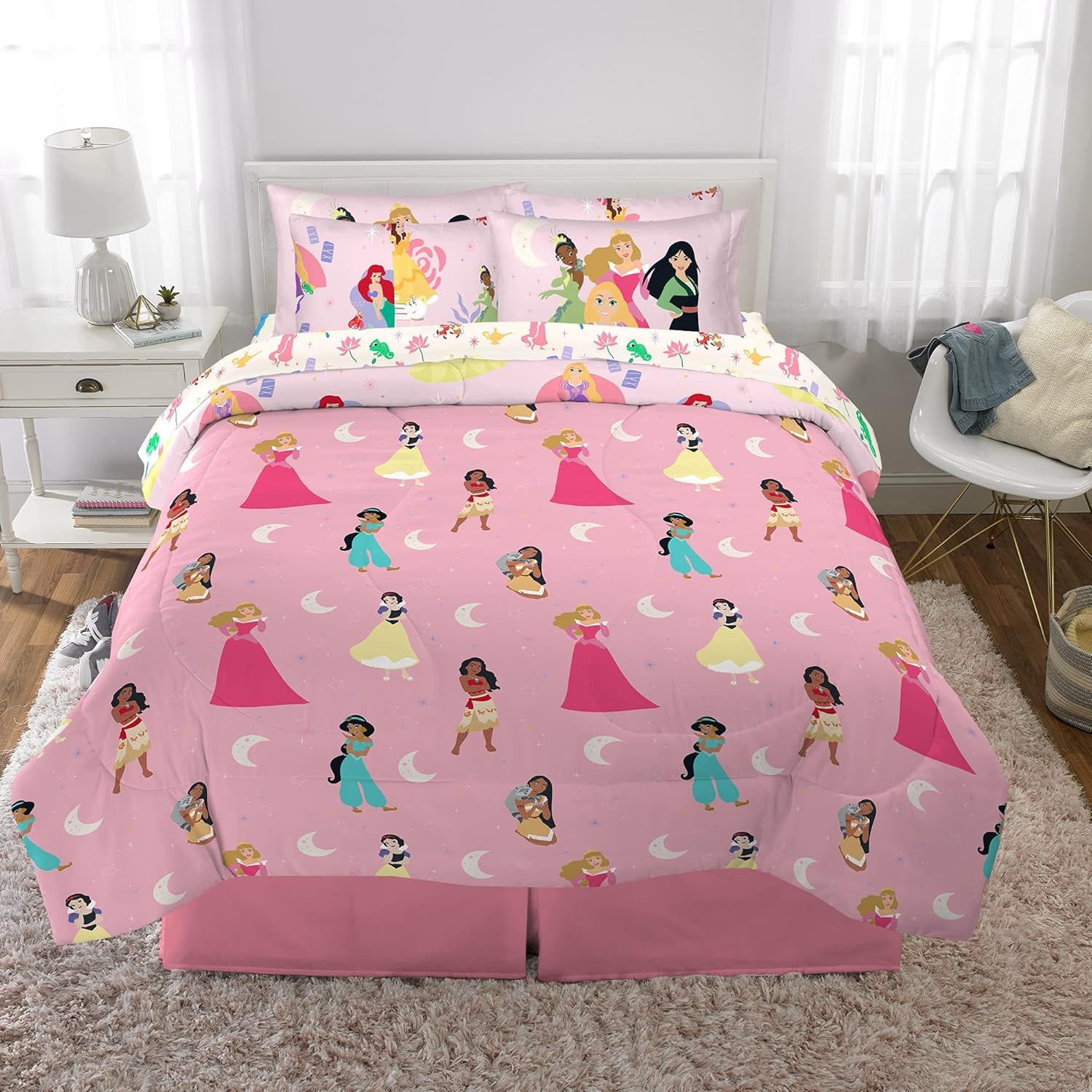 Franco Disney Princess Kids Bedding Super Soft Comforter and Sheet Set with Sham, 7 Piece Full Size, Official Disney Product by (Prints May Vary) image number 7