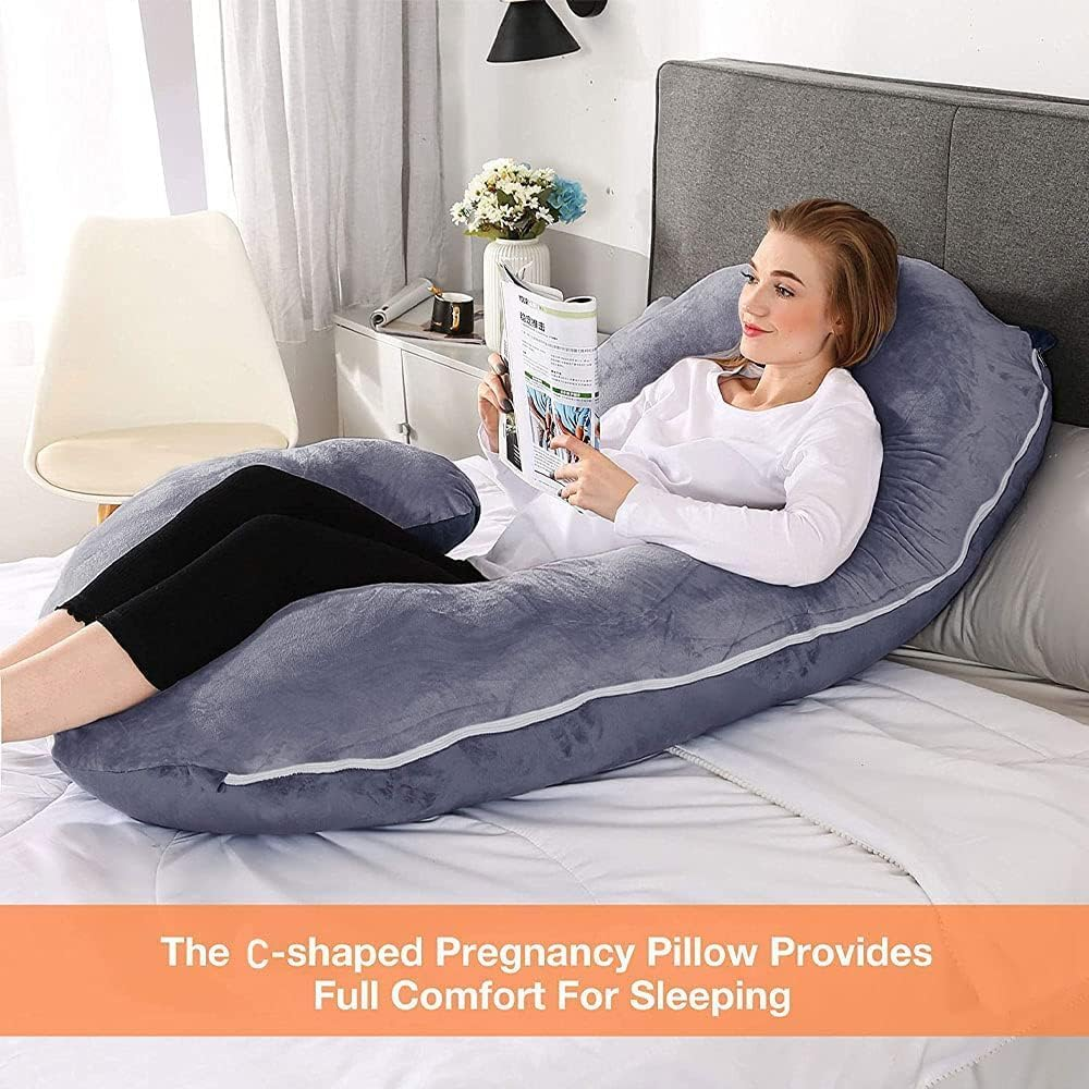 Pregnancy Pillow, C Shaped Full Body Maternity Pillow for Pregnant Women, Support for Back, HIPS, Legs, Belly (Black) image number 2