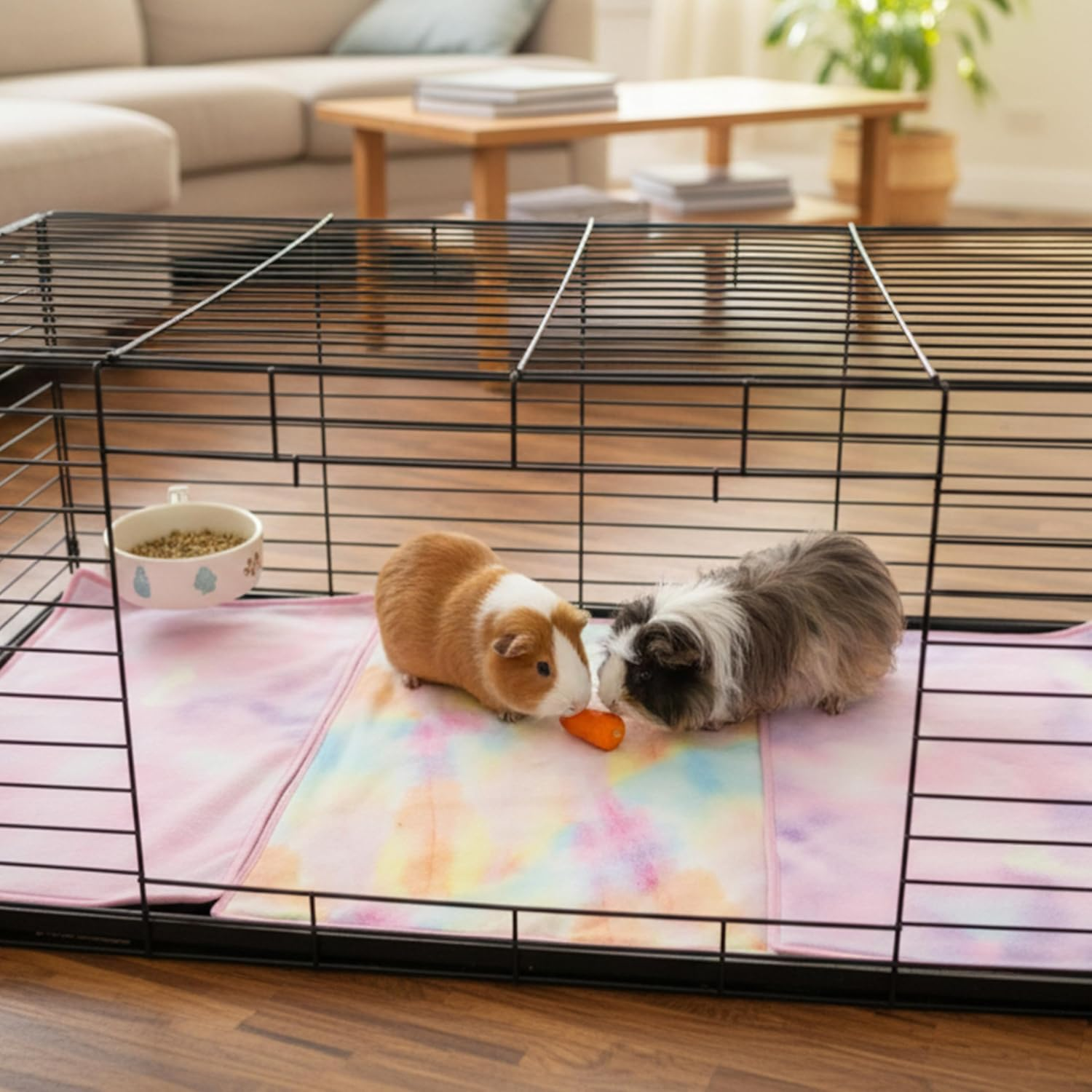Guinea Pig Cage Mat - 3 Pack 19.2"*24" Waterproof Small Animal Bedding Accessories for Guinea Pig Rat Hamster Chinchilla Hedgehog Rabbit Ferret- Washable Soft Fleece Pet Cage Liner Blankets image number 4