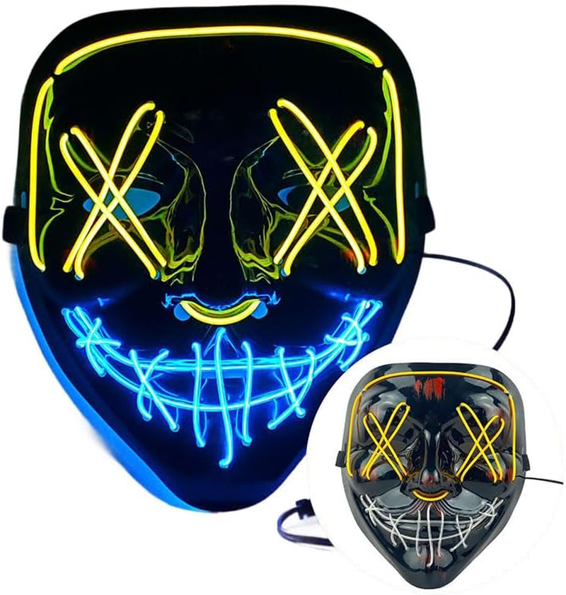 Costume Bay LED V Mask with Multiple Light Effects, Ideal for Parties, Festivals, Halloween, and Themed Events. Vibrant Colors and Glowing Effects That Make You Stand Out. - Left/Right - Green  Blue(Bgr) image number 3