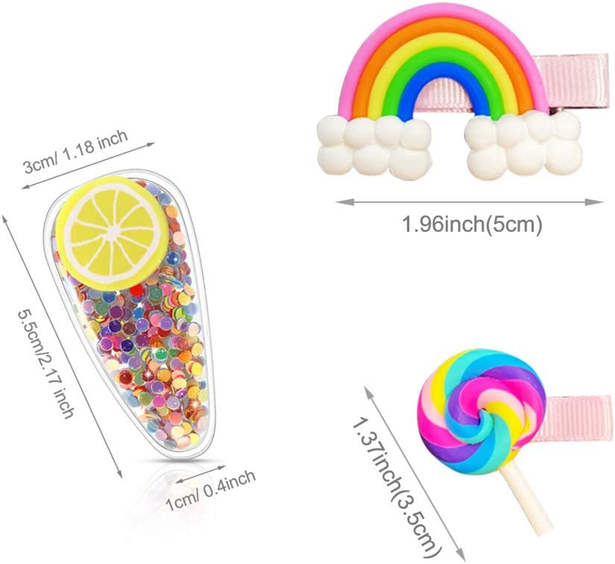 Baby Hair Clips for Girls, 22Pcs Adorable Fun Hair Accessories Cute Candy Color Rainbow Flower Fruit Dessert Patterns Barrettes for Toddlers Little Girls Kids Teens image number 4