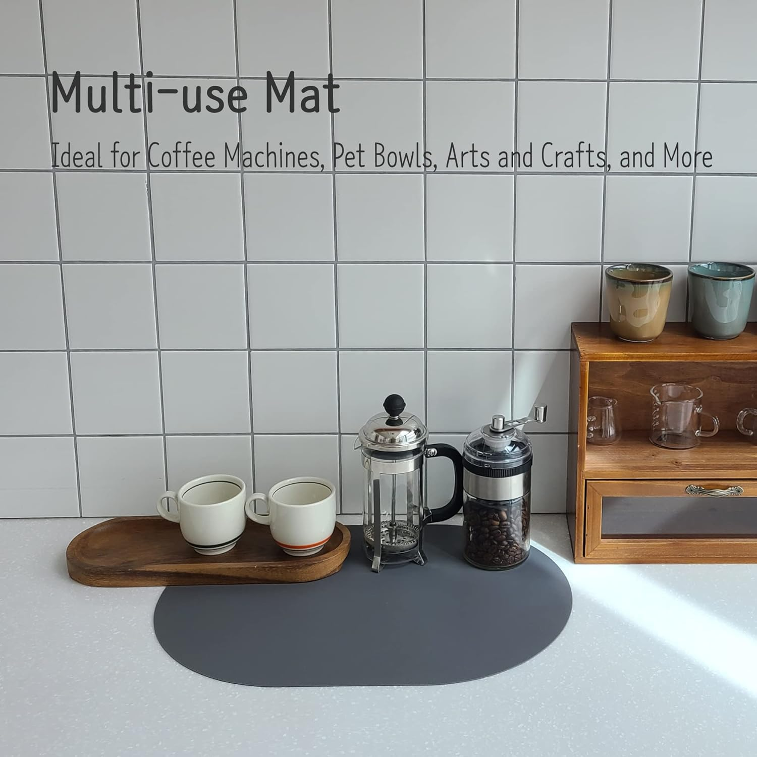 Silicone Placemats Set of 4 - Heat Resistant Washable and Wipeable Non Slip Place Mats, Waterproof Modern Dining Table Mats, Oval 16.9"X11.8"(Classic Dark Gray) - Classic Dark Gray, Tawny Rose, Herb Green, Joyful Yellow image number 5