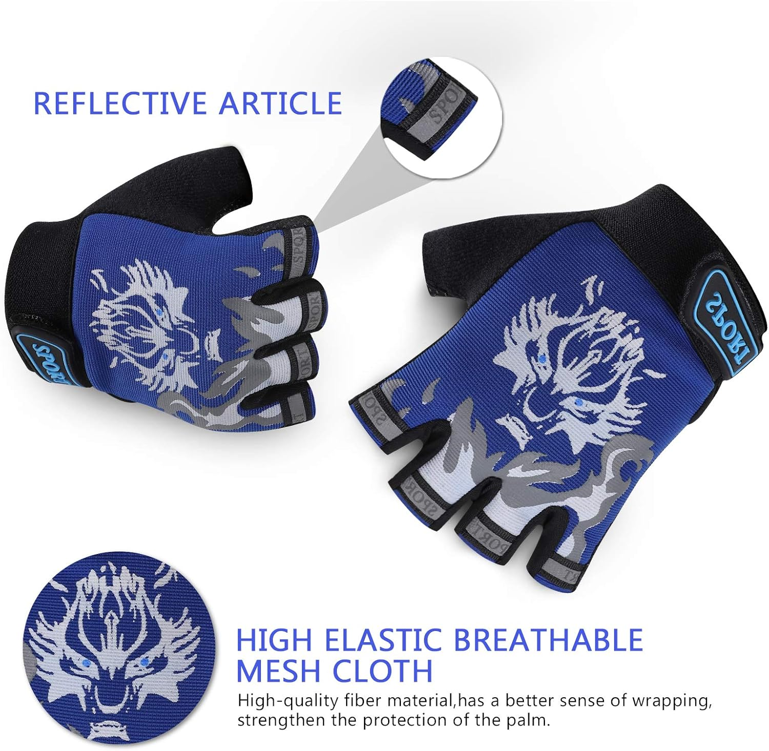 Kids Fishing Gloves, Kids Sport Gloves, Kids Cycling Gloves, Children Half Finger Gloves for Cycling Camping Fishing Parkour Outdoor Sports