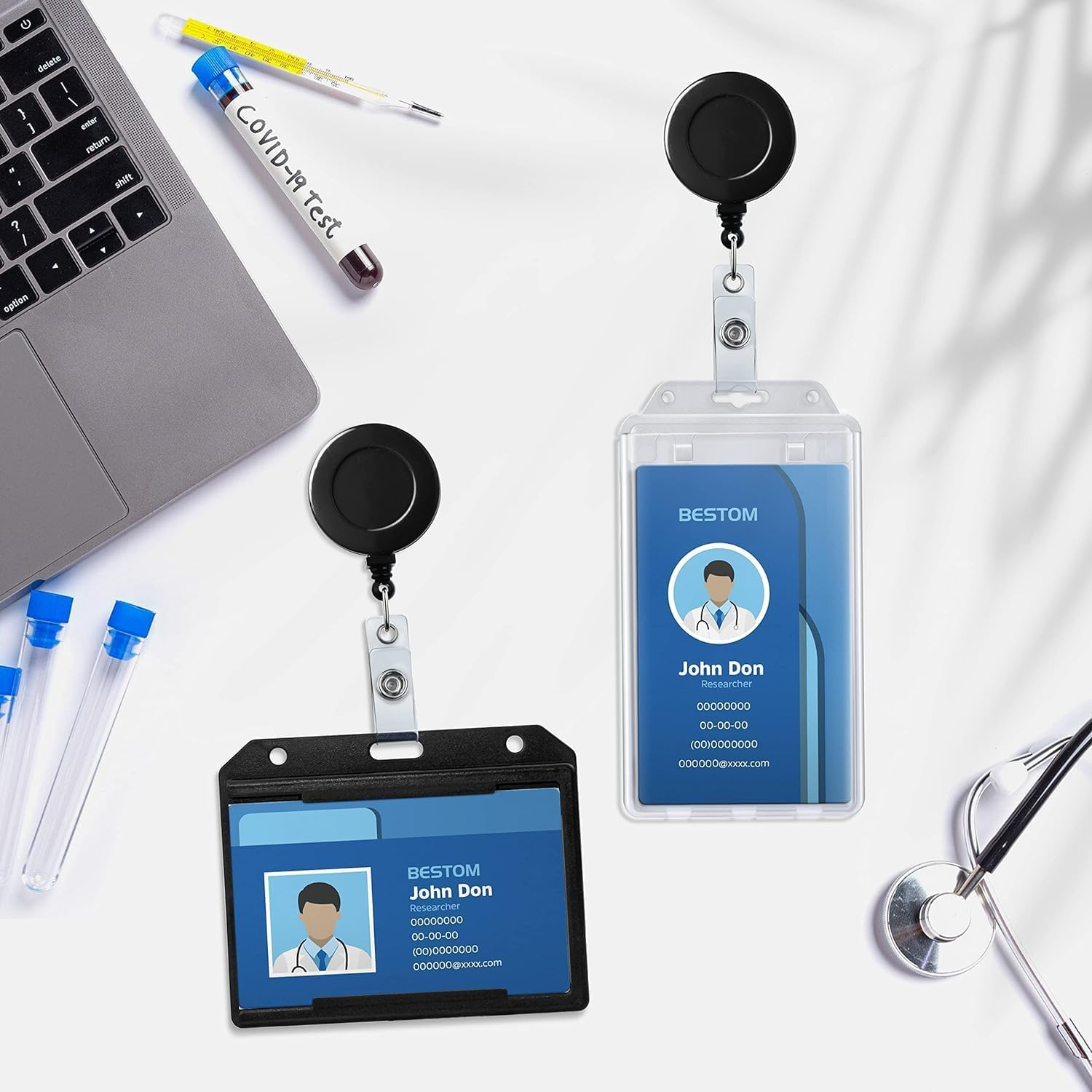 20 PCS Retractable Badge Holders,Id Badge Clip,Retractable Key Chain,Multifunctional Retractable ID Badge Name Tag Holder for Office Worker,Doctor Nurse,Teacher image number 6