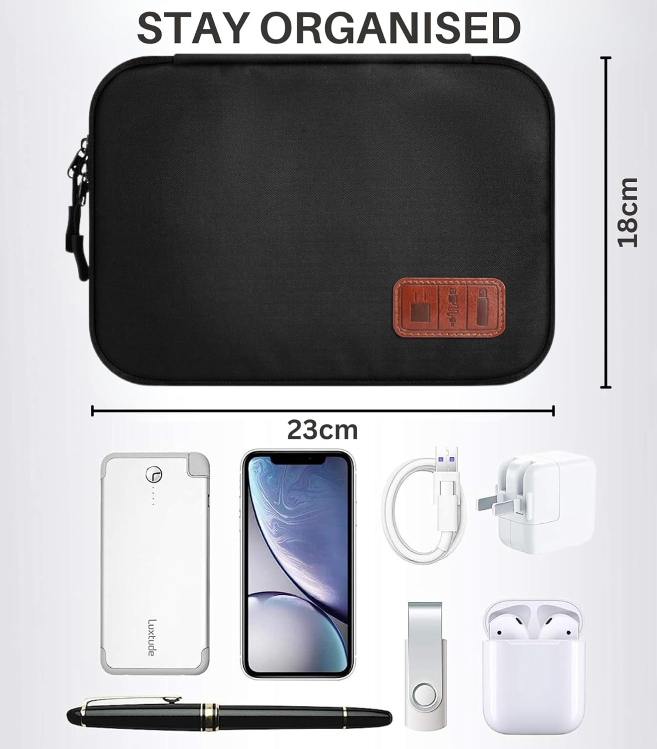 Cable Organiser Bag, Electronic Organizer Bag, Double Layer Travel Case Bag/Pouch for Electronics, Waterproof Pouch for Cables with Sd Card Slots, USB Cable Organizer (Black Small) image number 5