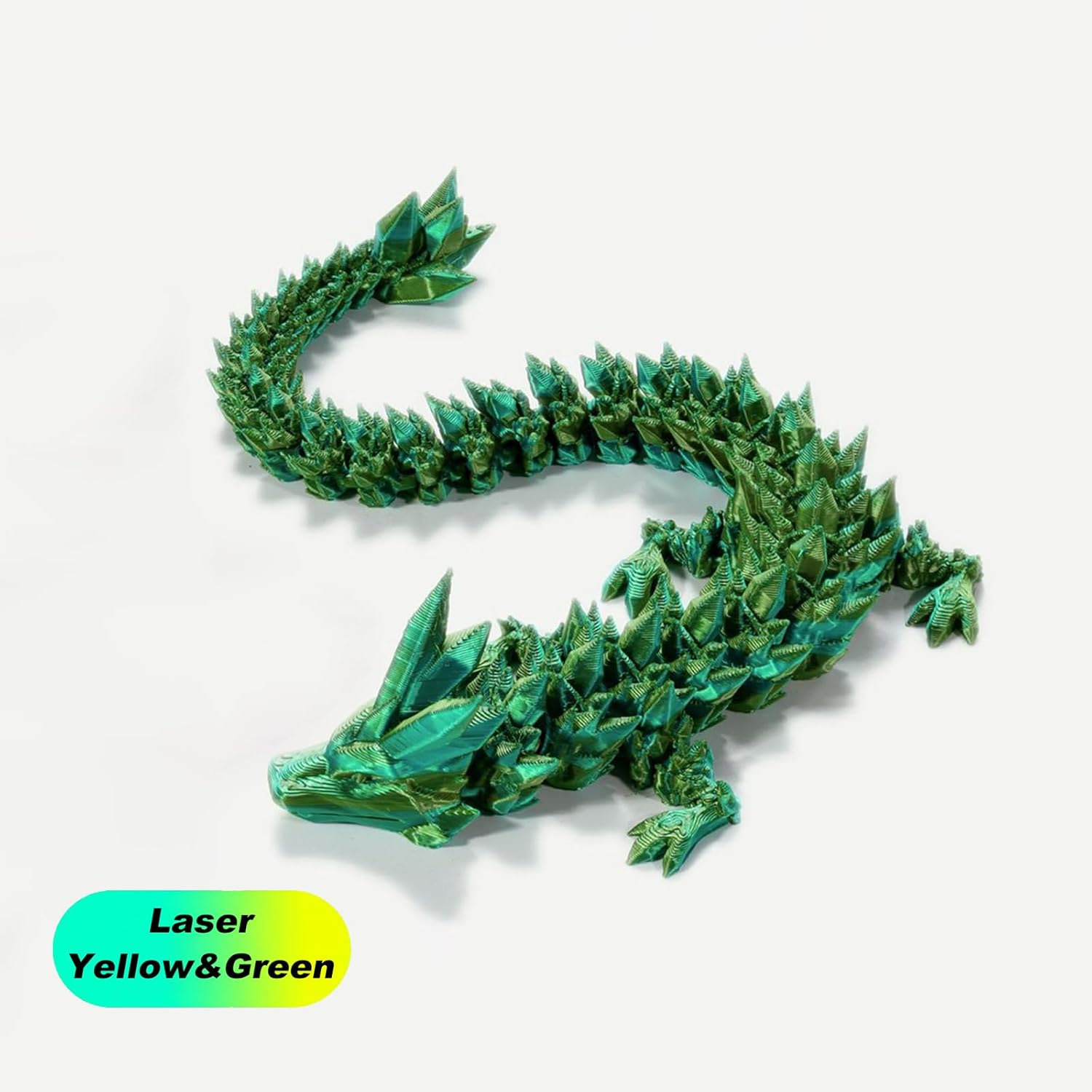 3D Printed Dragon in Egg, Full Articulated Dragon Crystal Dragon with Dragon Egg, Home Office Decor Executive Desk Toys, Adults Fidget Toys for Autism/Adhd (Laser Yellow&Green, 12") image number 5