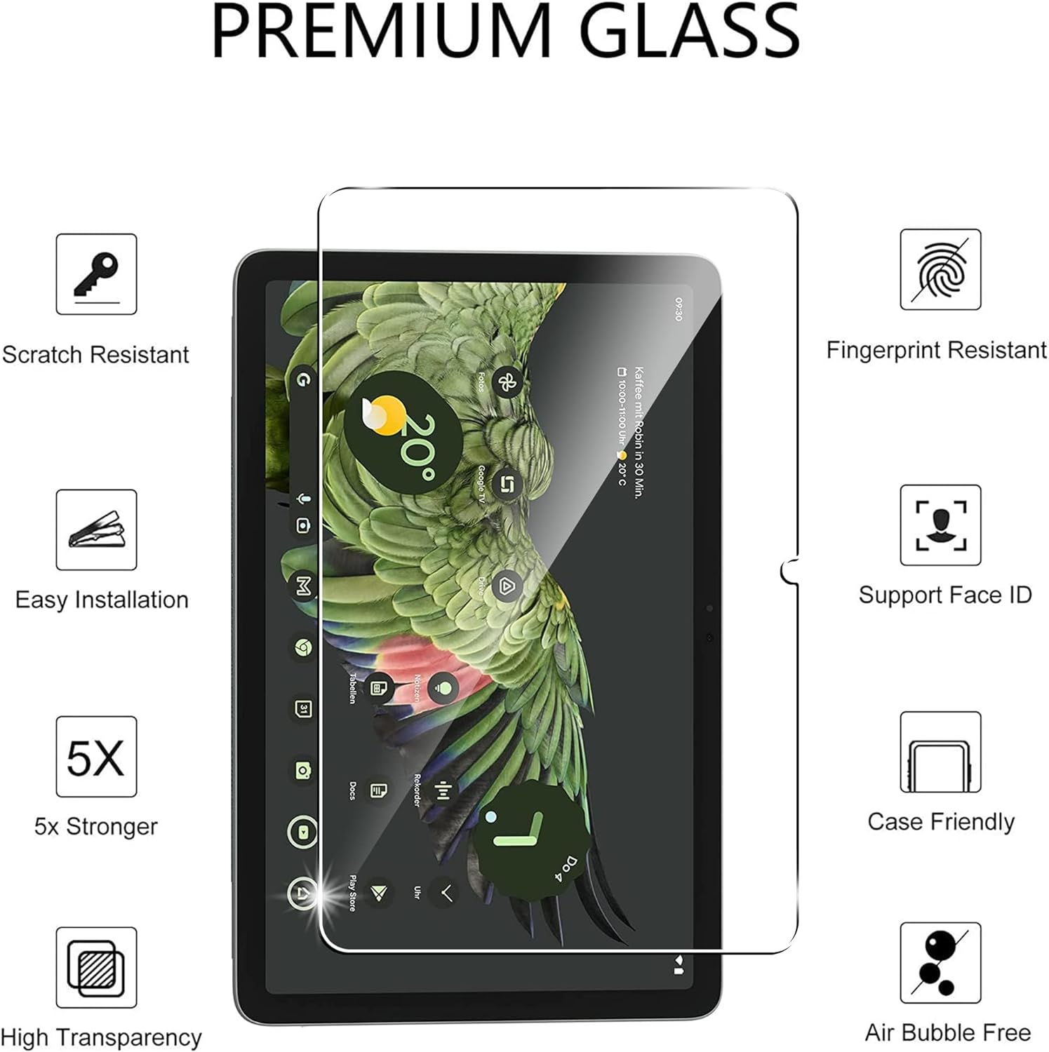 Ecomoonbyter Screen Protector for Googel Pixel Tablet 10.95 Inch(2023, Easy Installation,Tempered Glass Film, HD Clear, 2-Pack image number 1