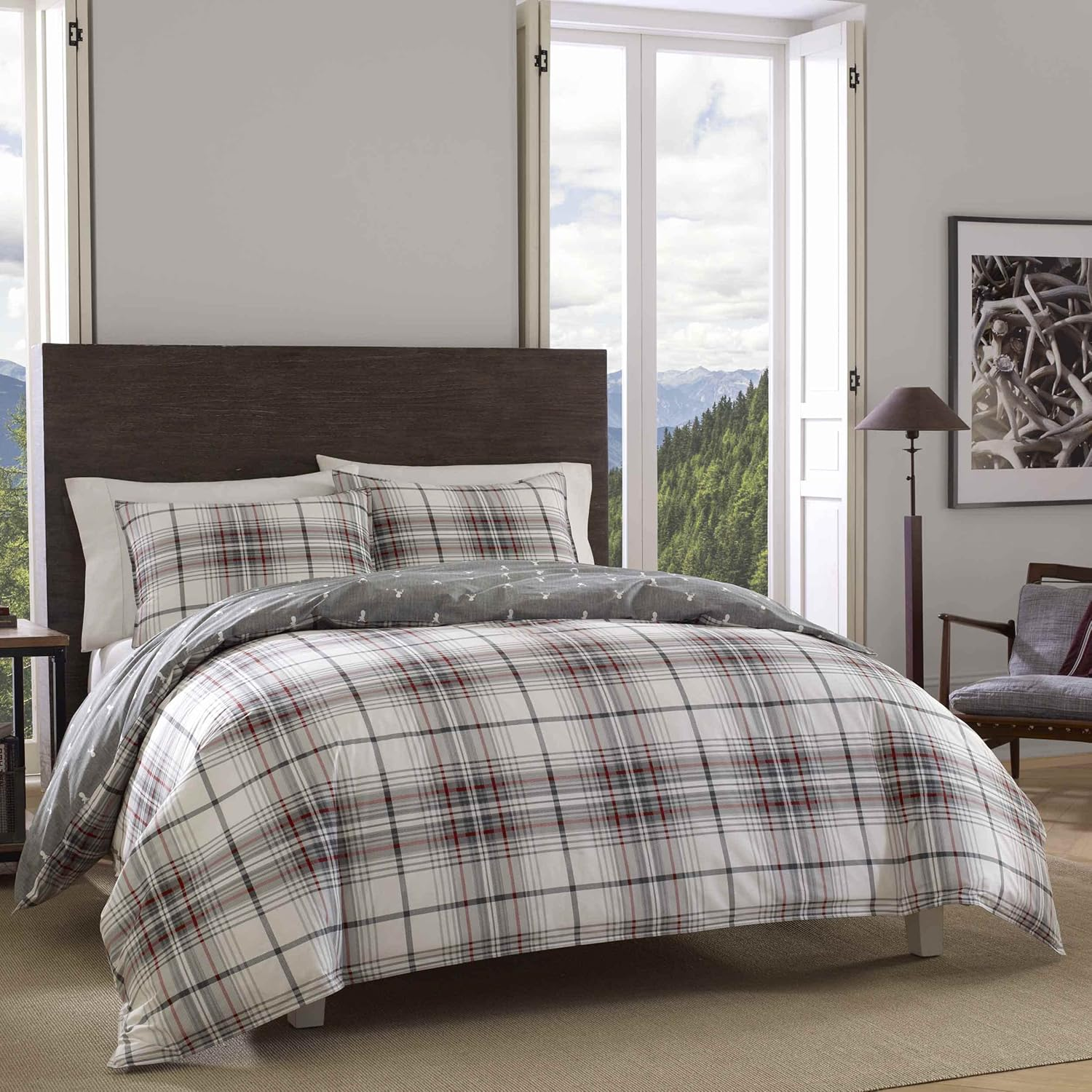 Eddie Bauer Alder Plaid Duvet Cover Set, King, Charcoal image number 4