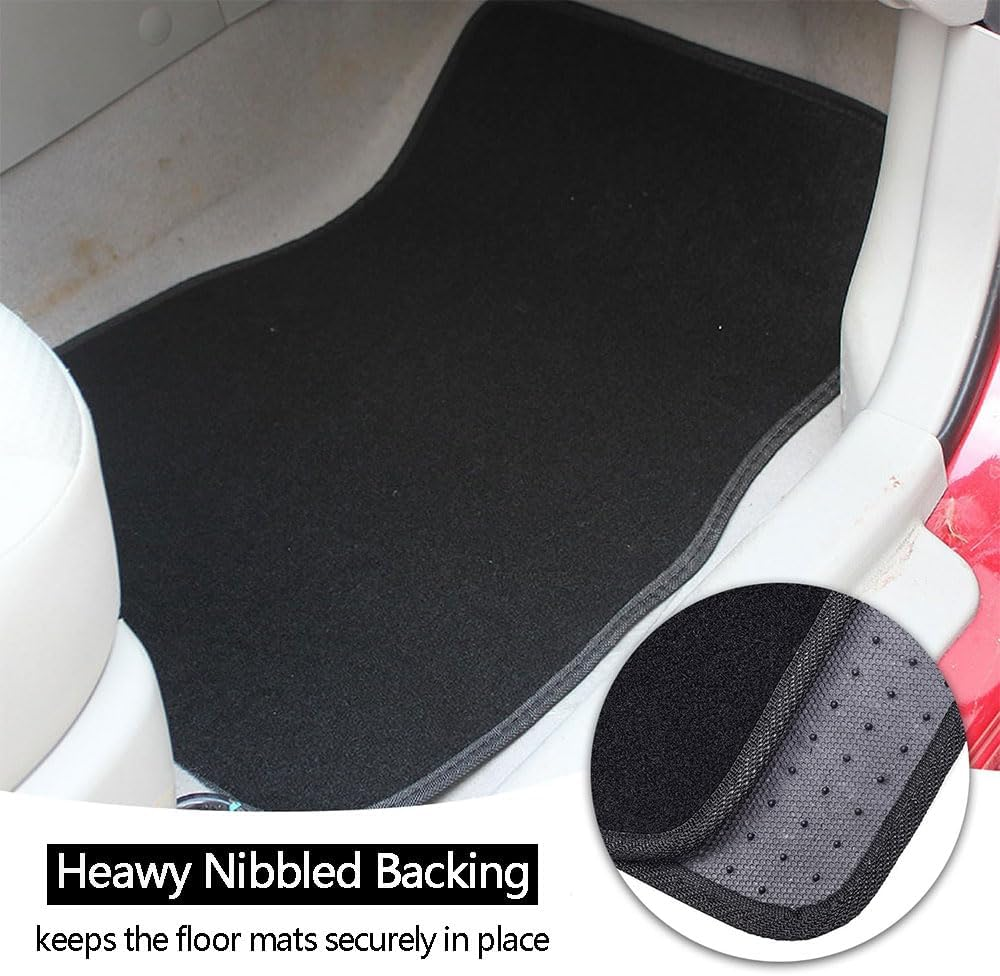 HYAVIA Set of 4 Velvet Car Floor Mats &ndash; Universal Fit, Non-Slip All-Weather Carpet Mats with Reinforced Heel Pad, Heavy-Duty Vehicle Floor Protectors, Black image number 6