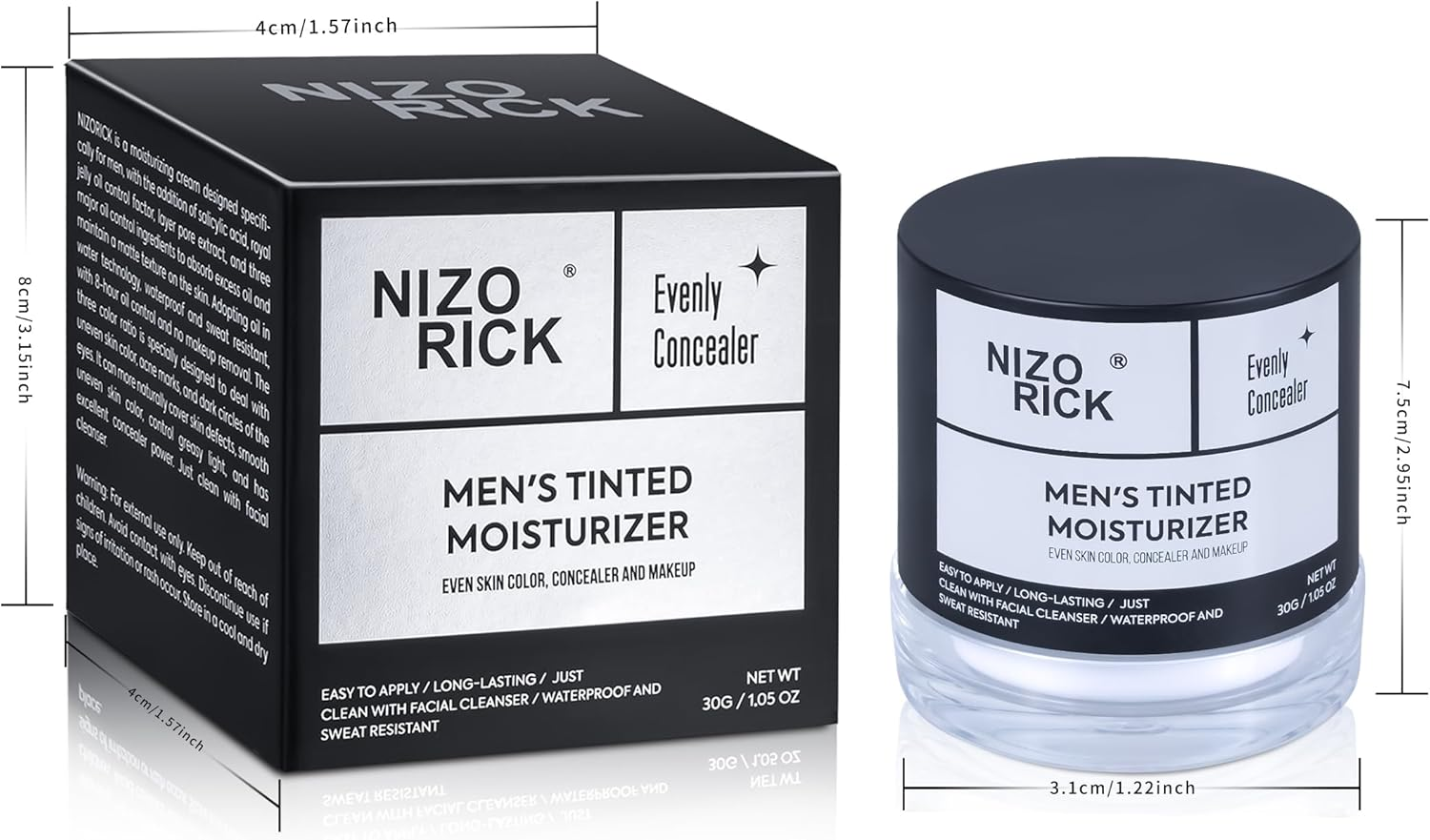 Men'S Foundation,Hydrating Non-Greasy Tinted Moisturizer for Men, Long Lasting Matte Concealer Full Coverage Men BB Cream CC Cream Foundation for All Skin Types, 30G/1.05 Oz (Medium Color, M) image number 3