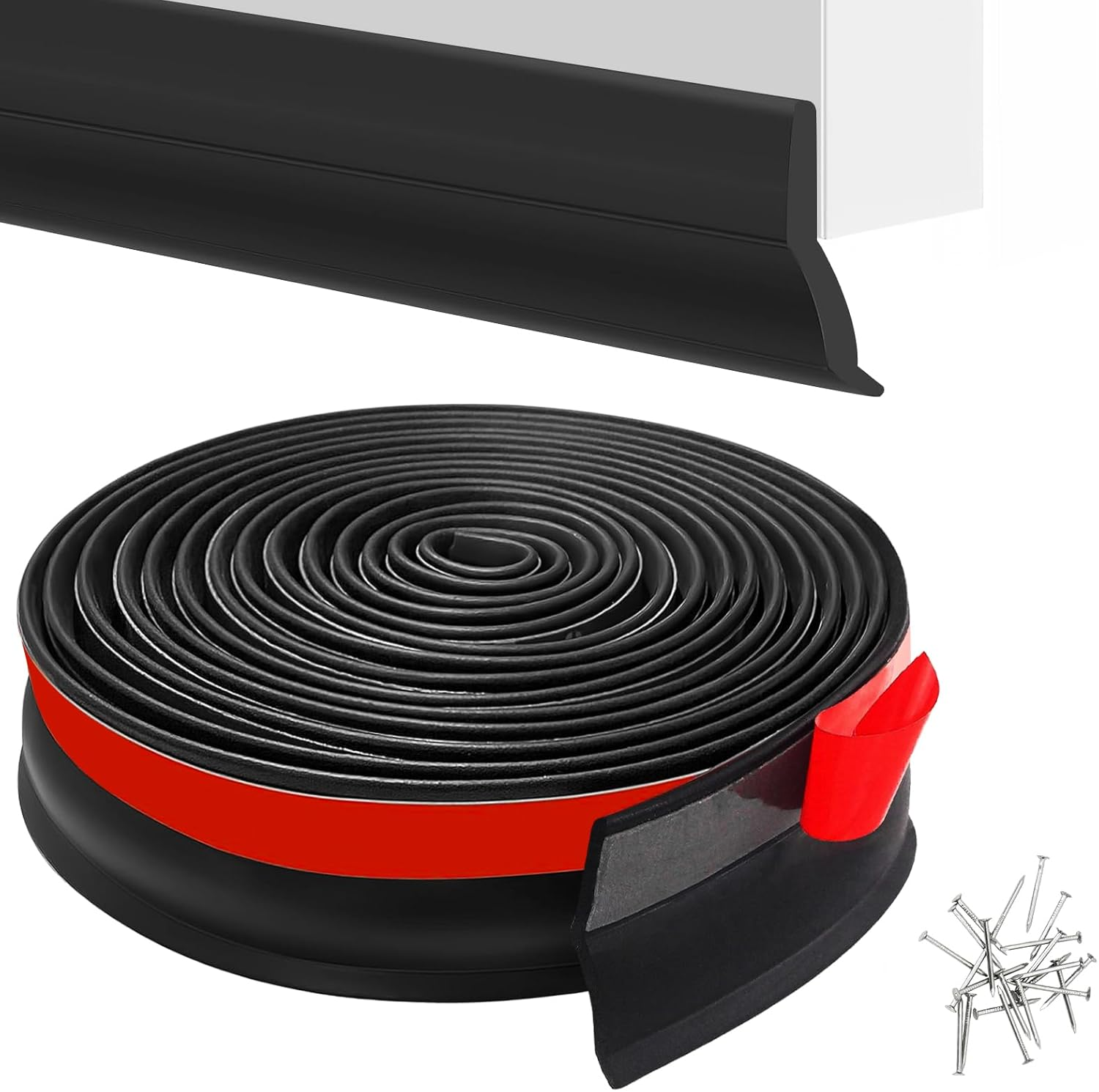 10FT Garage Door Seal Top and Sides Seal Strip, Rubber Weather Stripping Replacement, Weatherproofing Garage Door Seals with Adhesive Backed image number 4