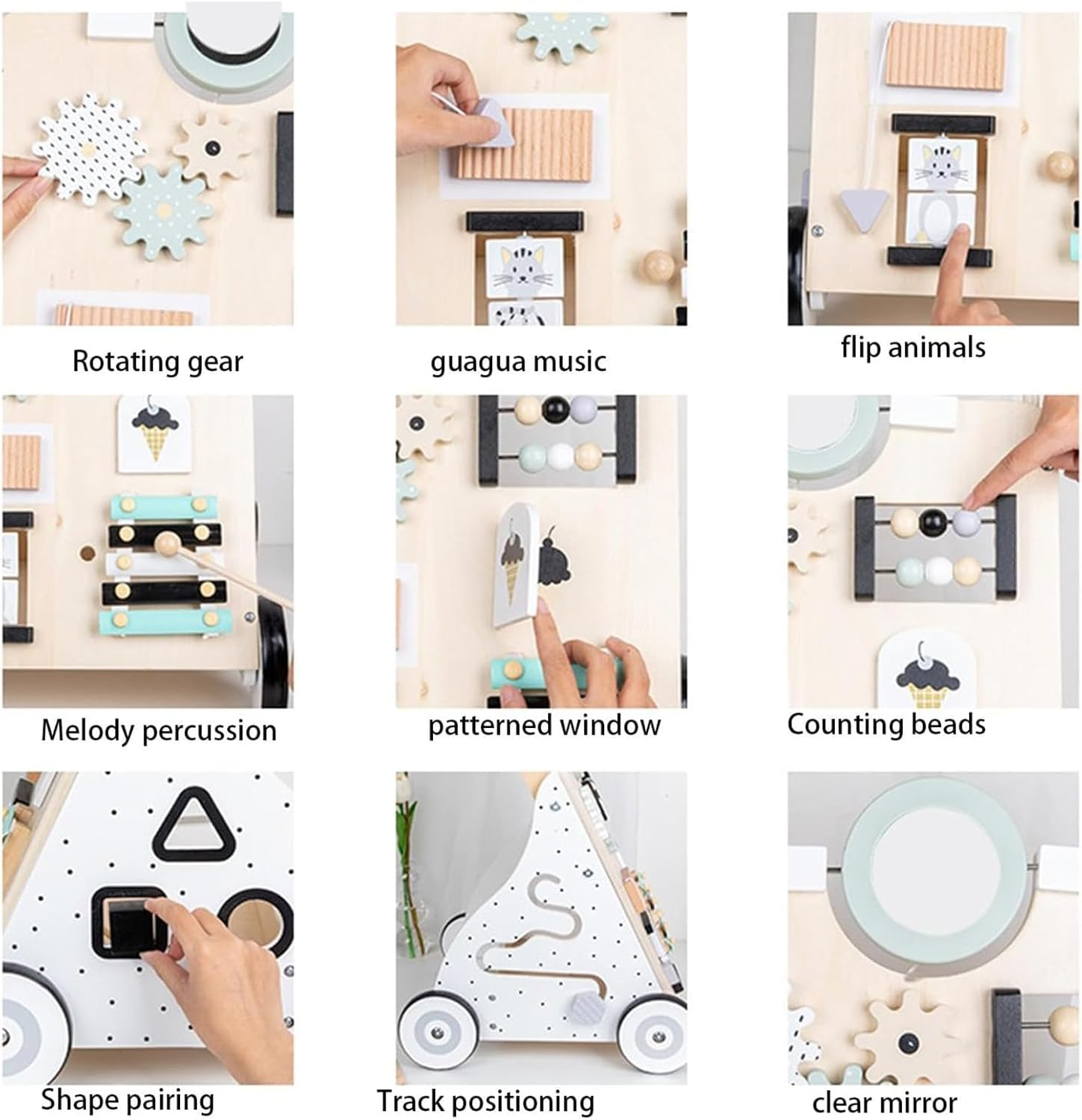 Baby Walker, Toddler Wooden Interactive Push Walkers, Girls Push Toy Learning Activity Walker for Baby Interactuve, Toddler Trolley, Kids Early Education Toy Birthday image number 2